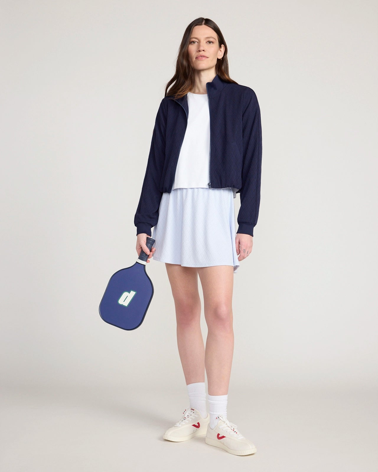 The Active Basket Weave Jacquard Cropped Jacket - Baritone Blue