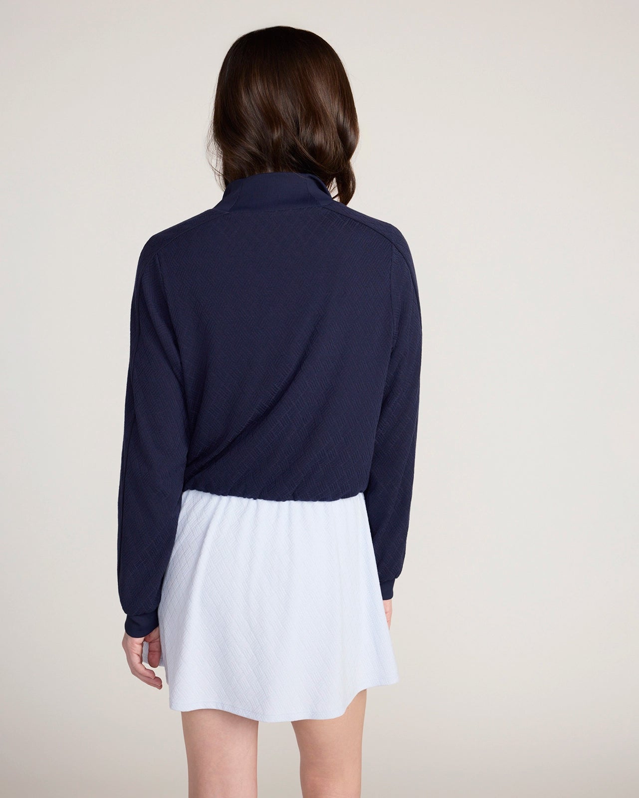 The Active Basket Weave Jacquard Cropped Jacket - Baritone Blue