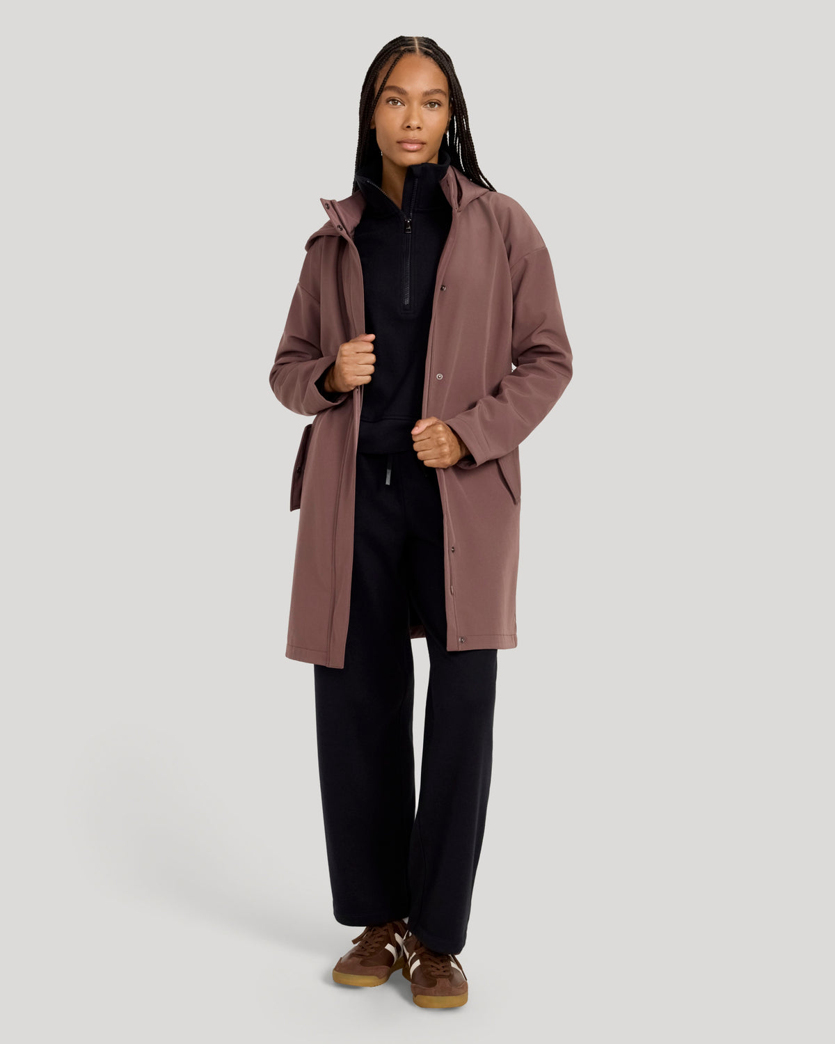 The Travel Long Softshell Jacket - Reddish Brown