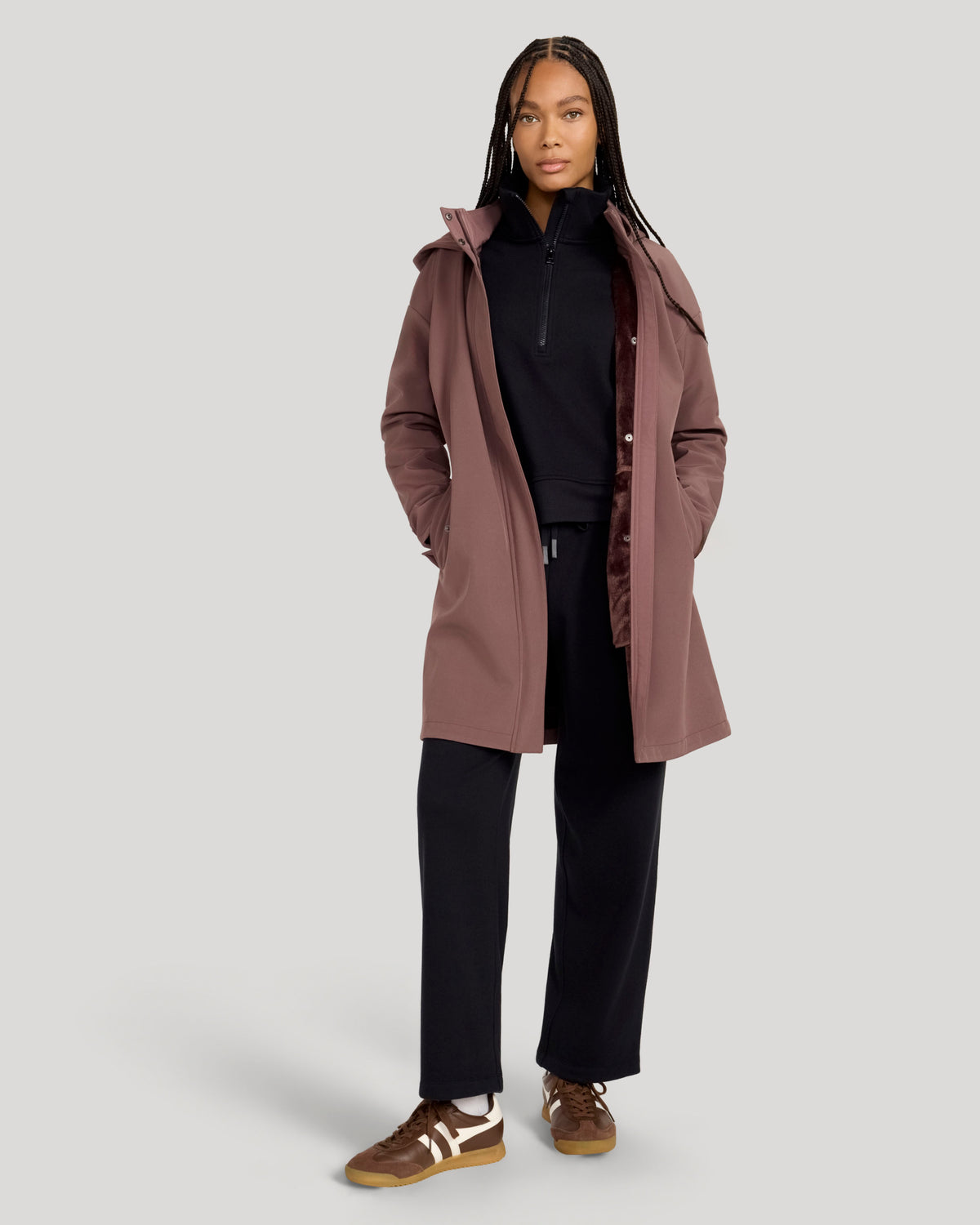 The Travel Long Softshell Jacket - Reddish Brown
