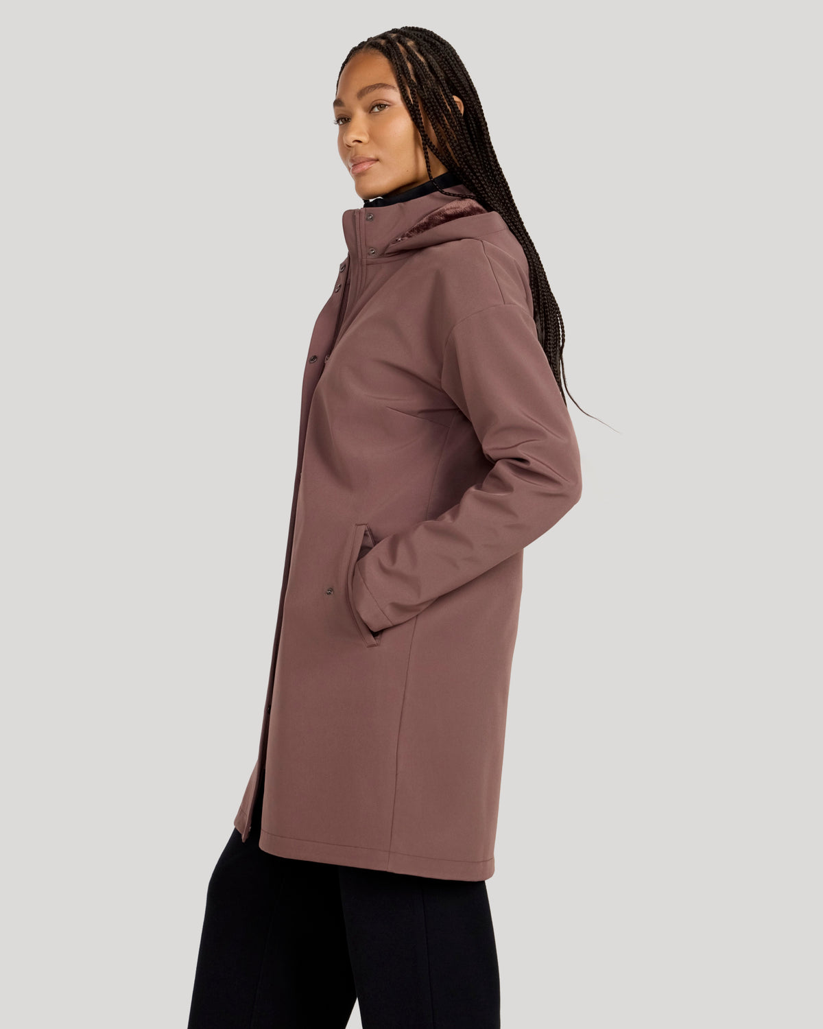 The Travel Long Softshell Jacket - Reddish Brown