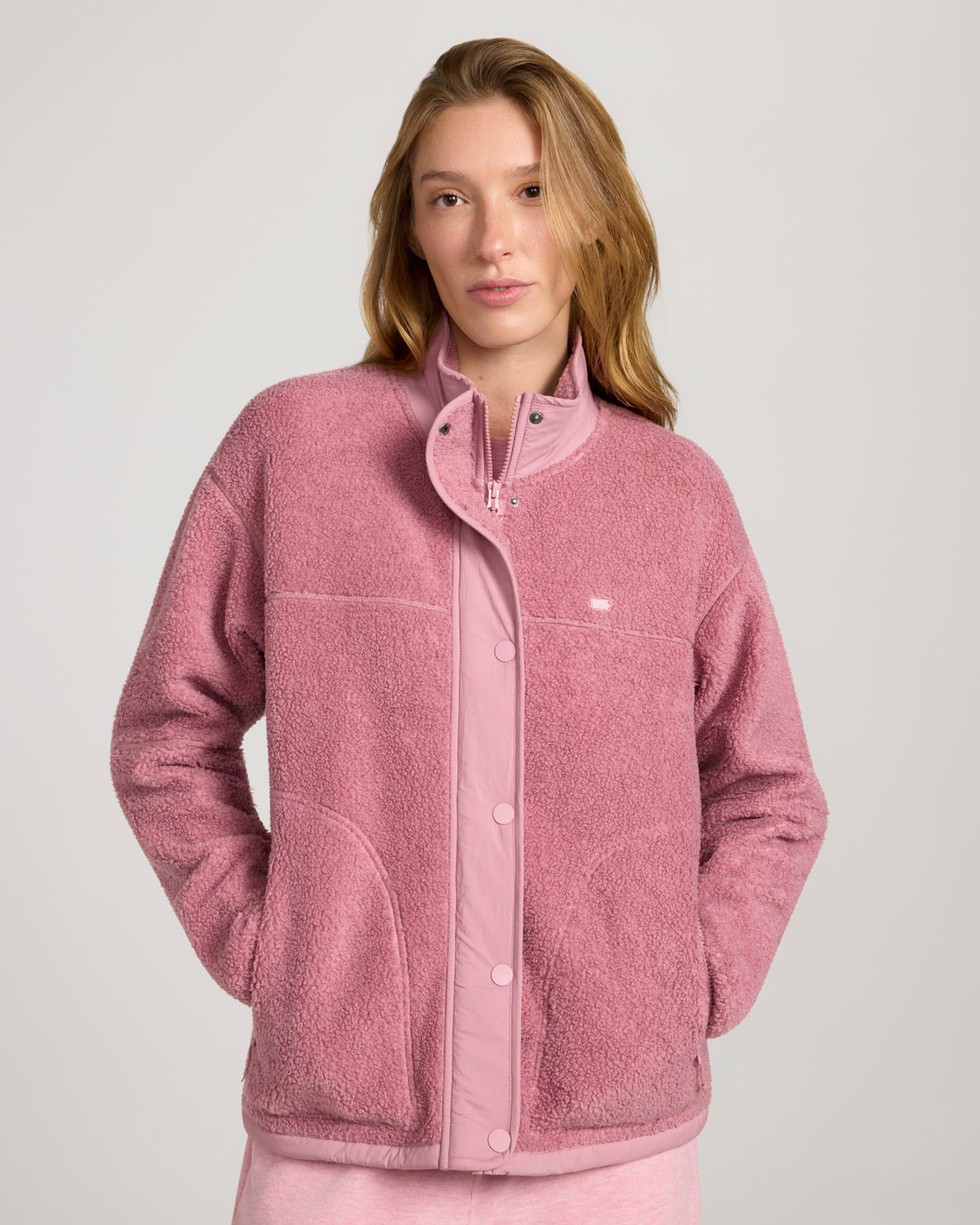 The Soft Luxe Snap Front Sherpa Jacket - Lilas Pink