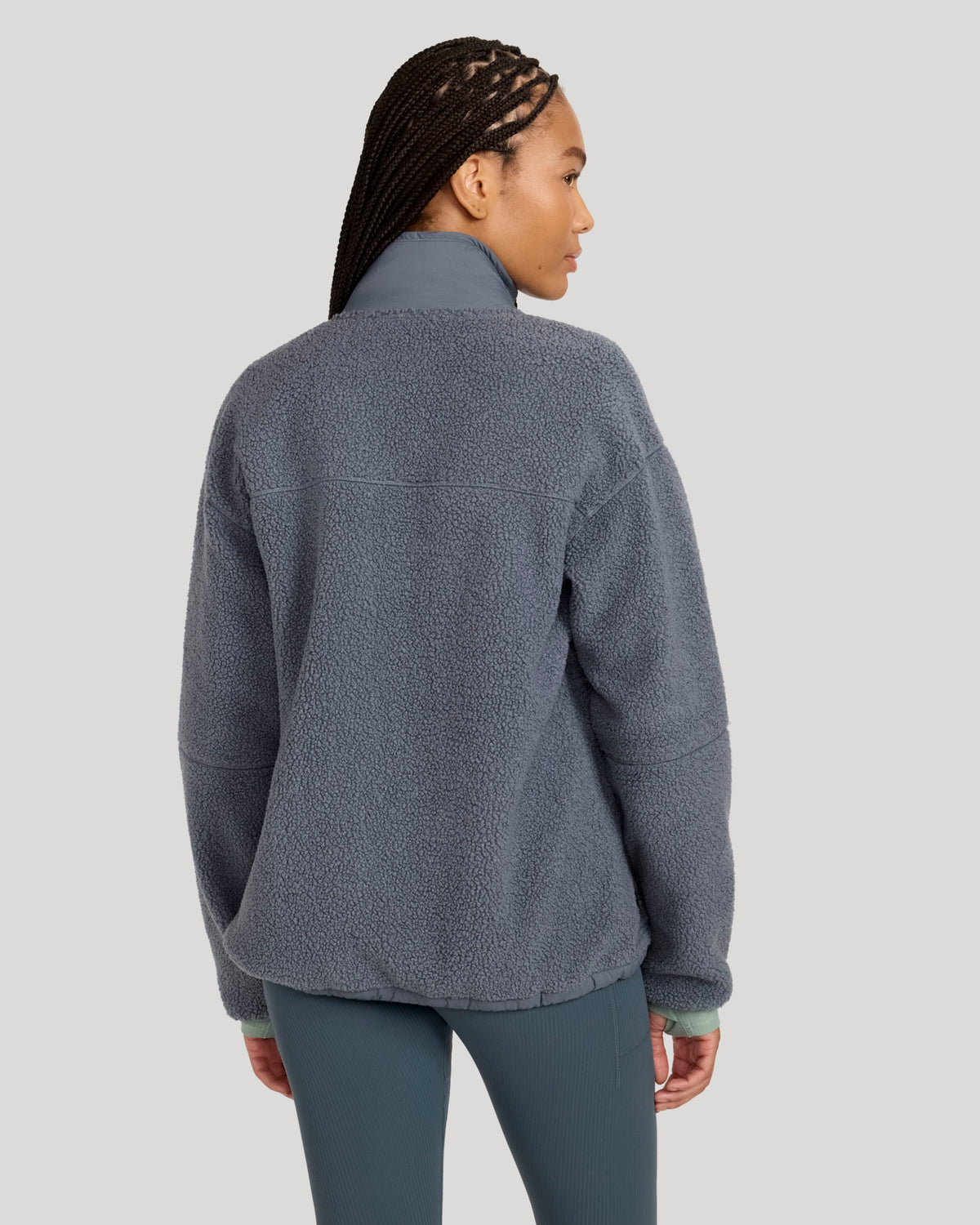 The Soft Luxe Snap Front Sherpa Jacket - Turbulence Blue