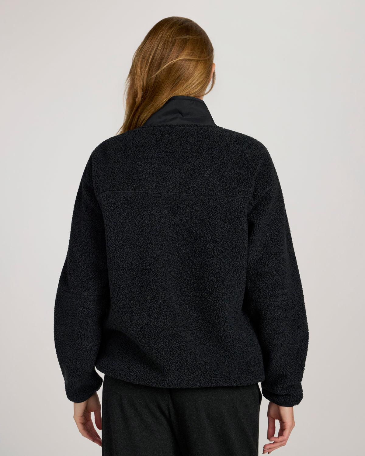 The Soft Luxe Snap Front Sherpa Jacket - Black Beauty
