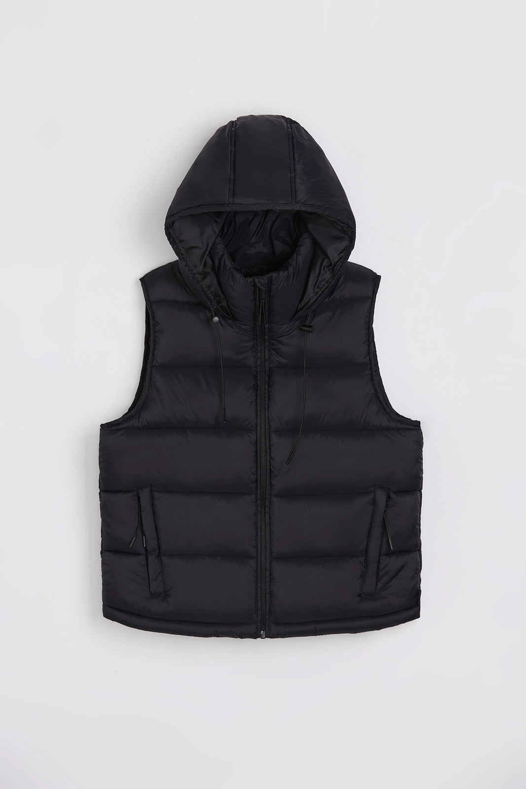 The Travel Quilted Hooded Vest - Black