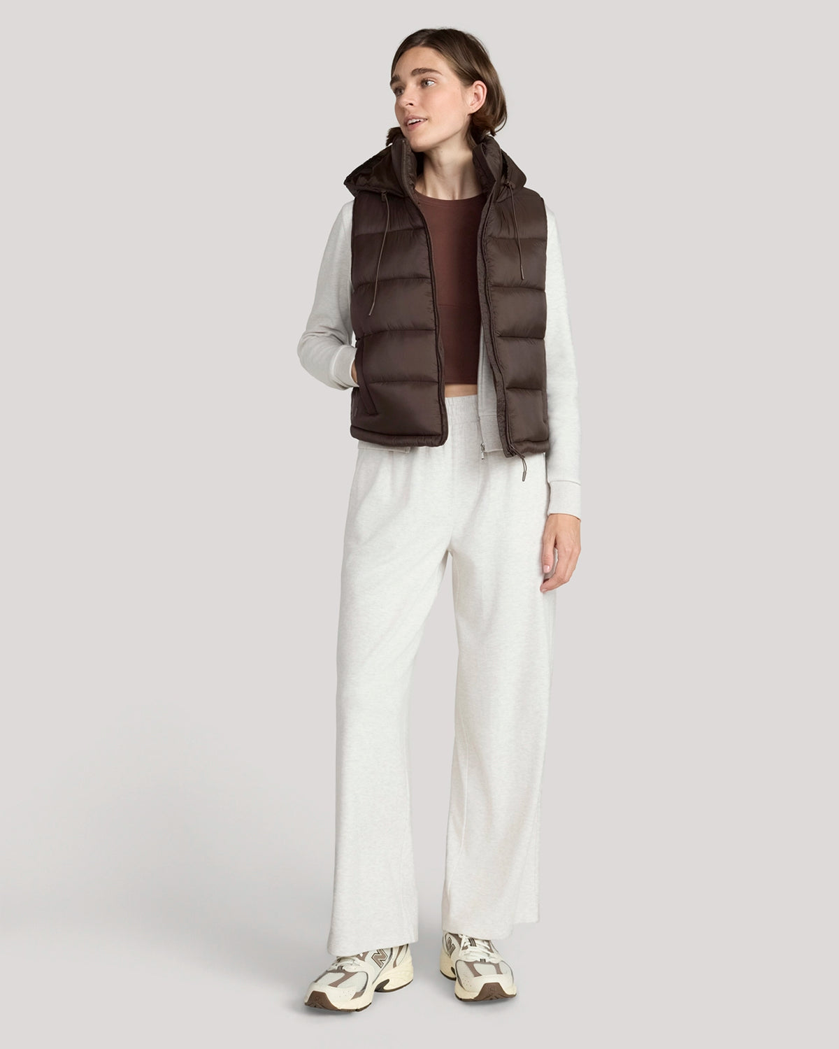 The Travel Quilted Hooded Vest - Chocolate Torte
