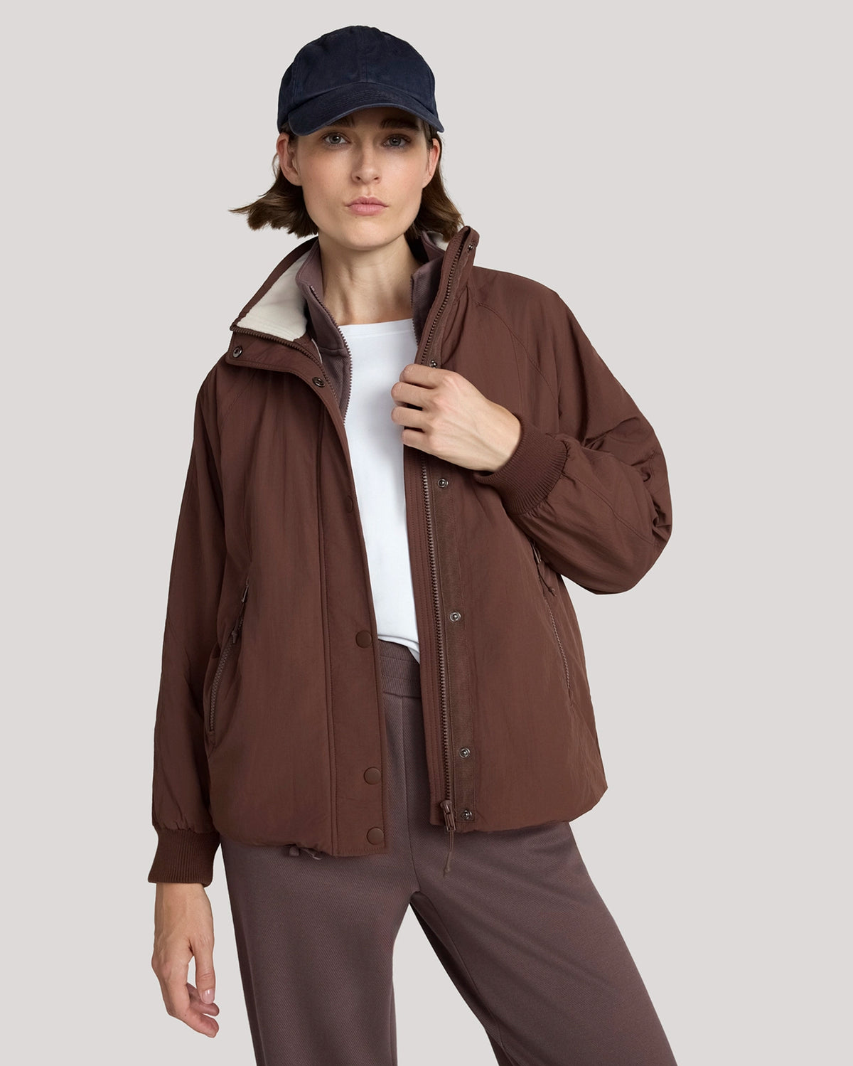 For general description, go to 'Main Product Description' region - The Travel Fleece-Lined Coach Jacket - Shaved Chocolate