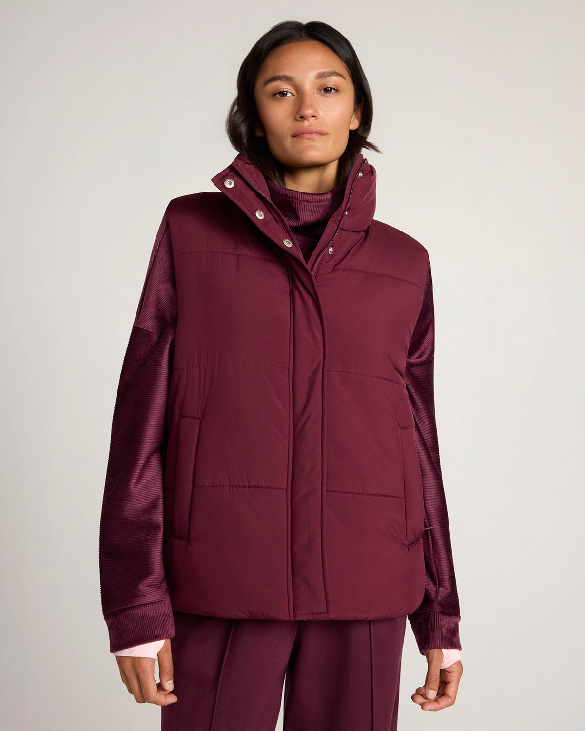 For general description, go to 'Main Product Description' region - The Travel Puffer Vest - Windsor Wine