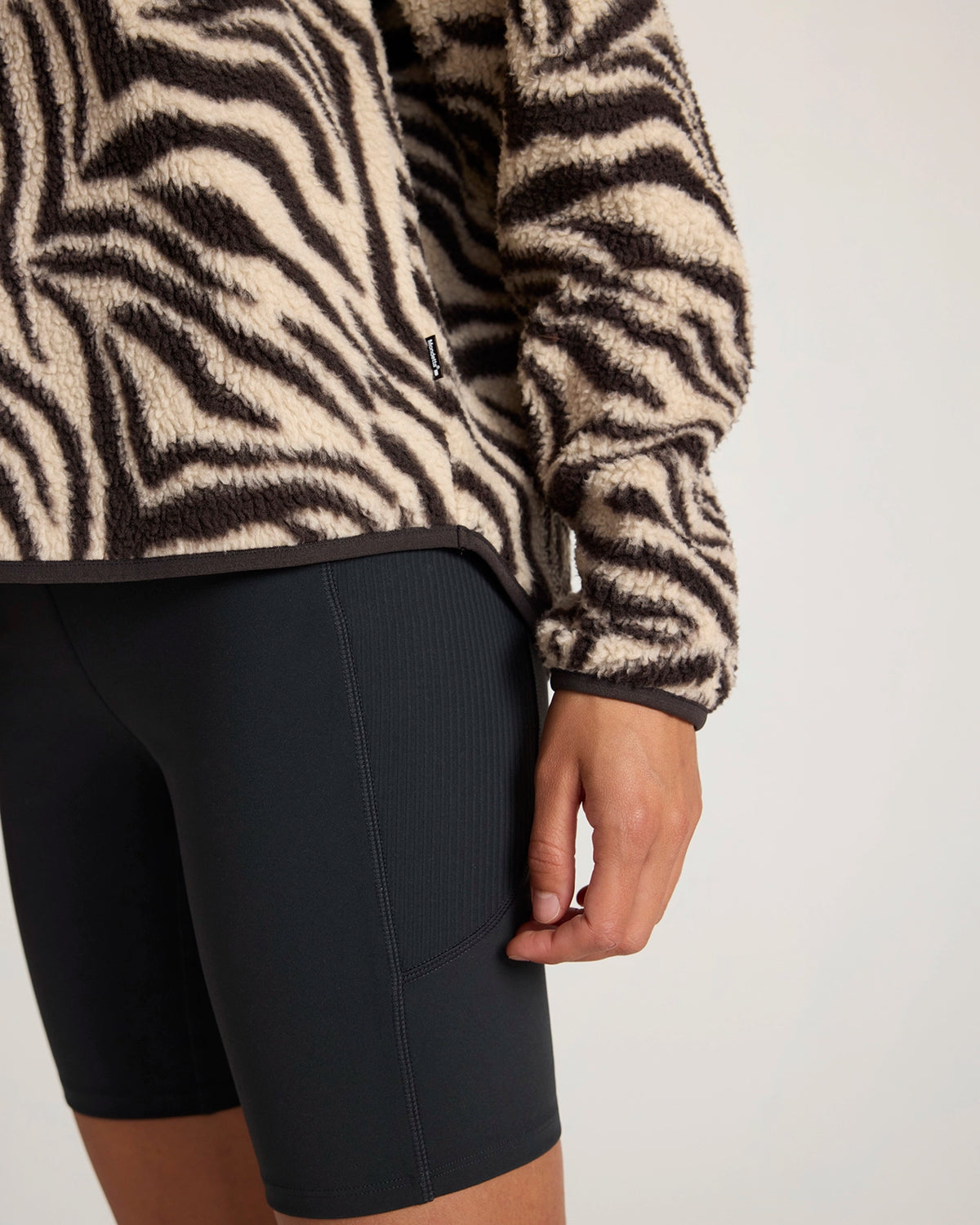 The Soft Luxe Printed Berber Half-Zip Pullover - Zebra Print