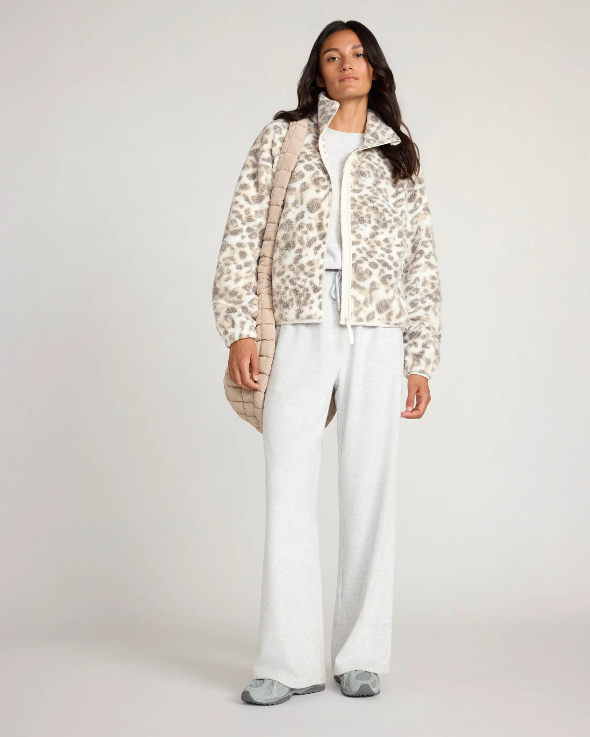The Soft Luxe Printed Berber Full Zip Jacket - Washed Leopard Print