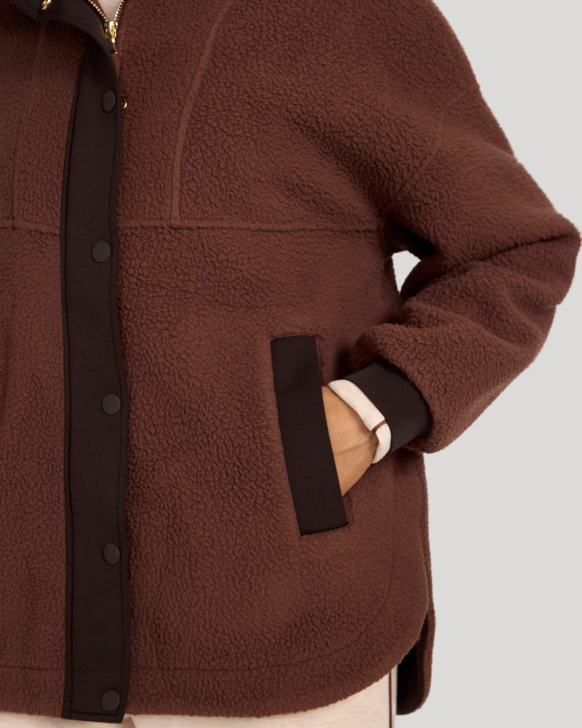 The Soft Luxe Berber Mixed Media Jacket - Shaved Chocolate/Chocolate Torte