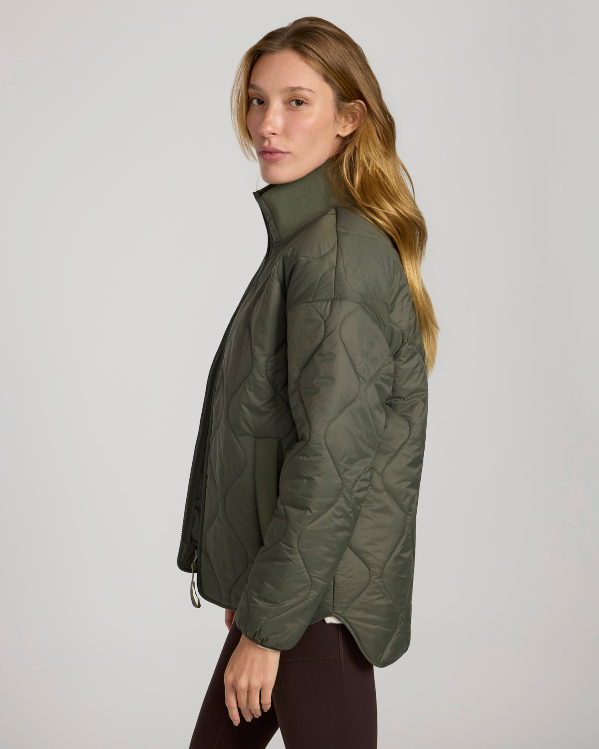 The Travel Quilted Bomber Jacket - Tea Leaf