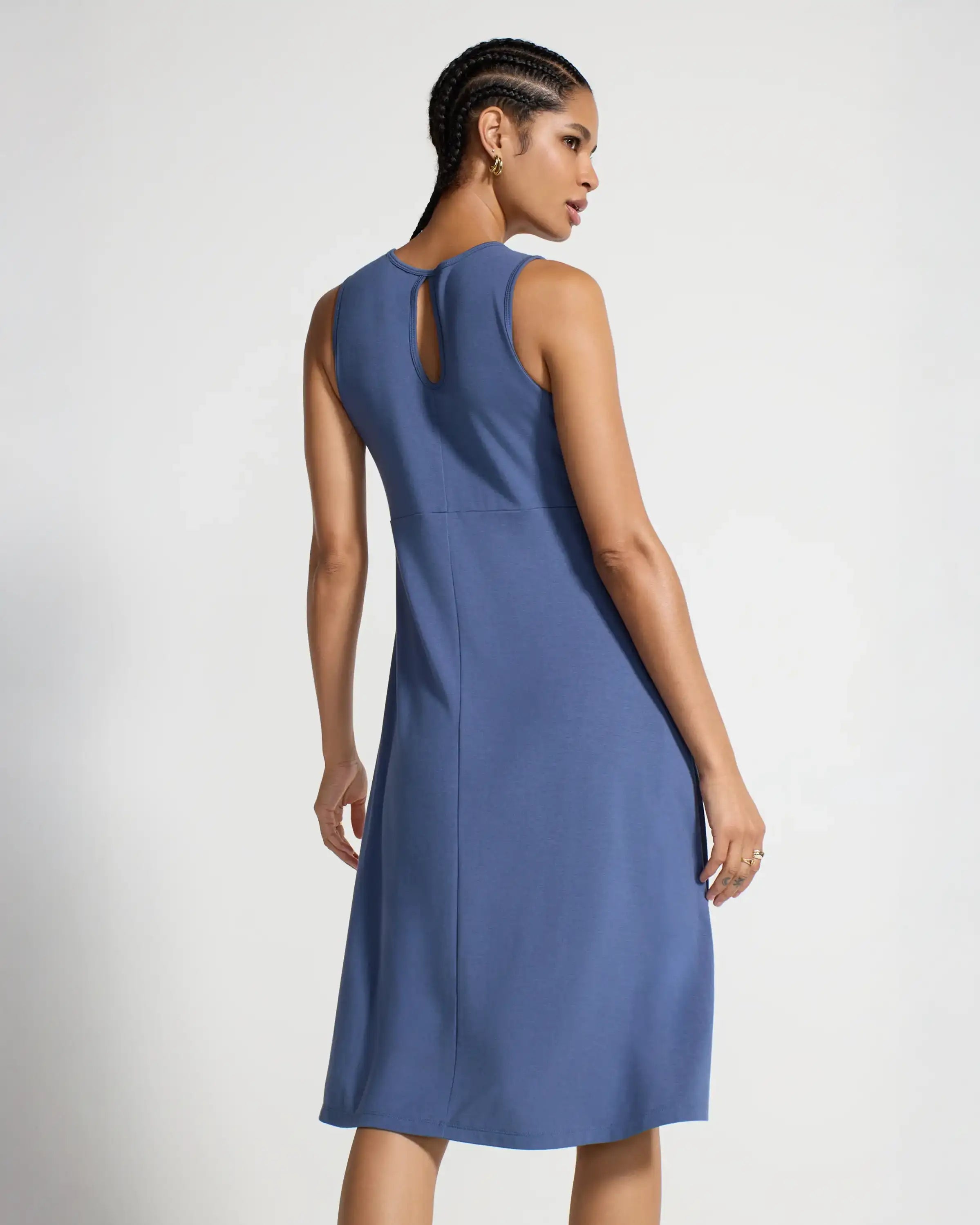 The TENCEL™ Modal + GRS Certified Recycled Poly Midi Dress - Vintage Indigo