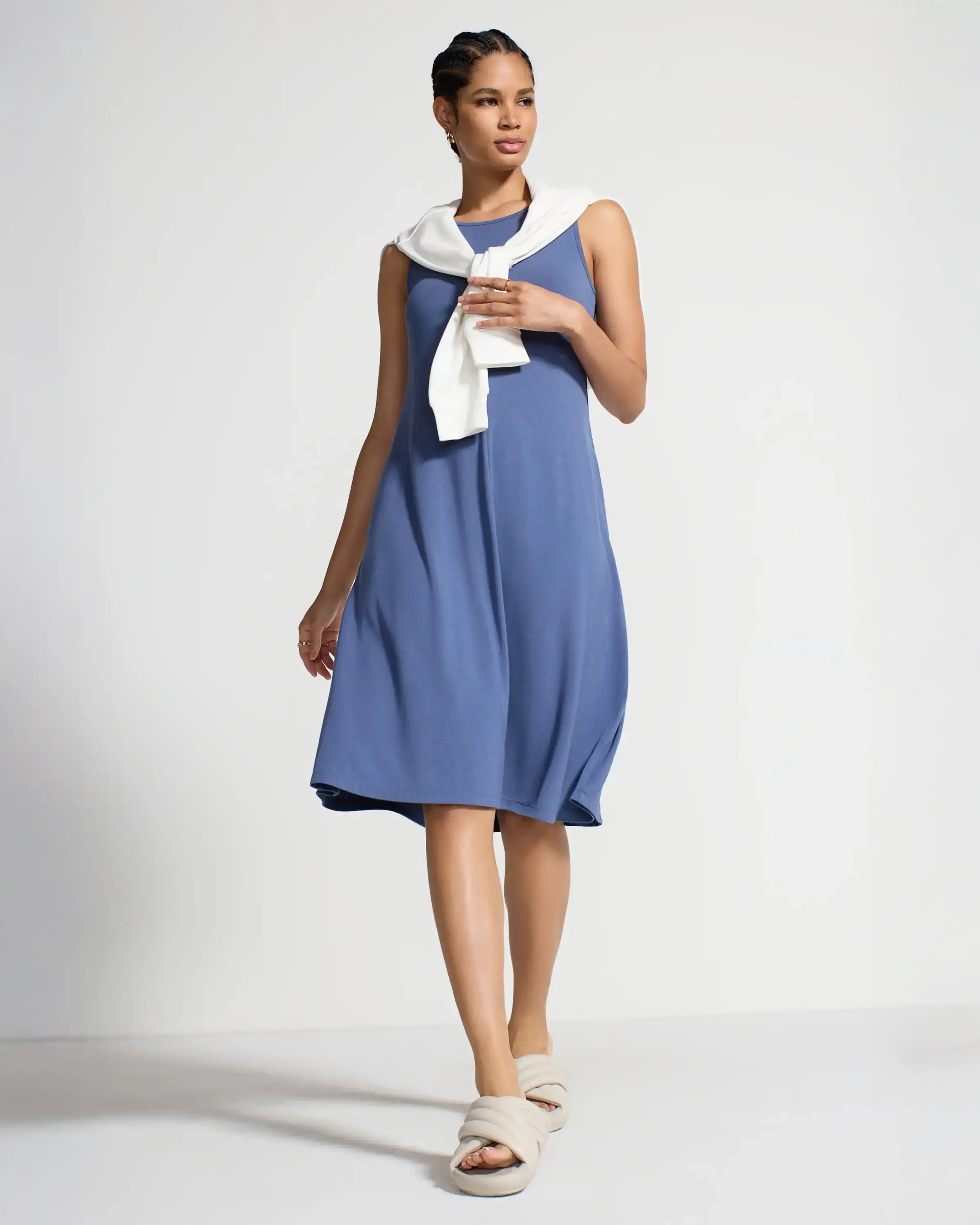 The TENCEL™ Modal + GRS Certified Recycled Poly Midi Dress - Vintage Indigo