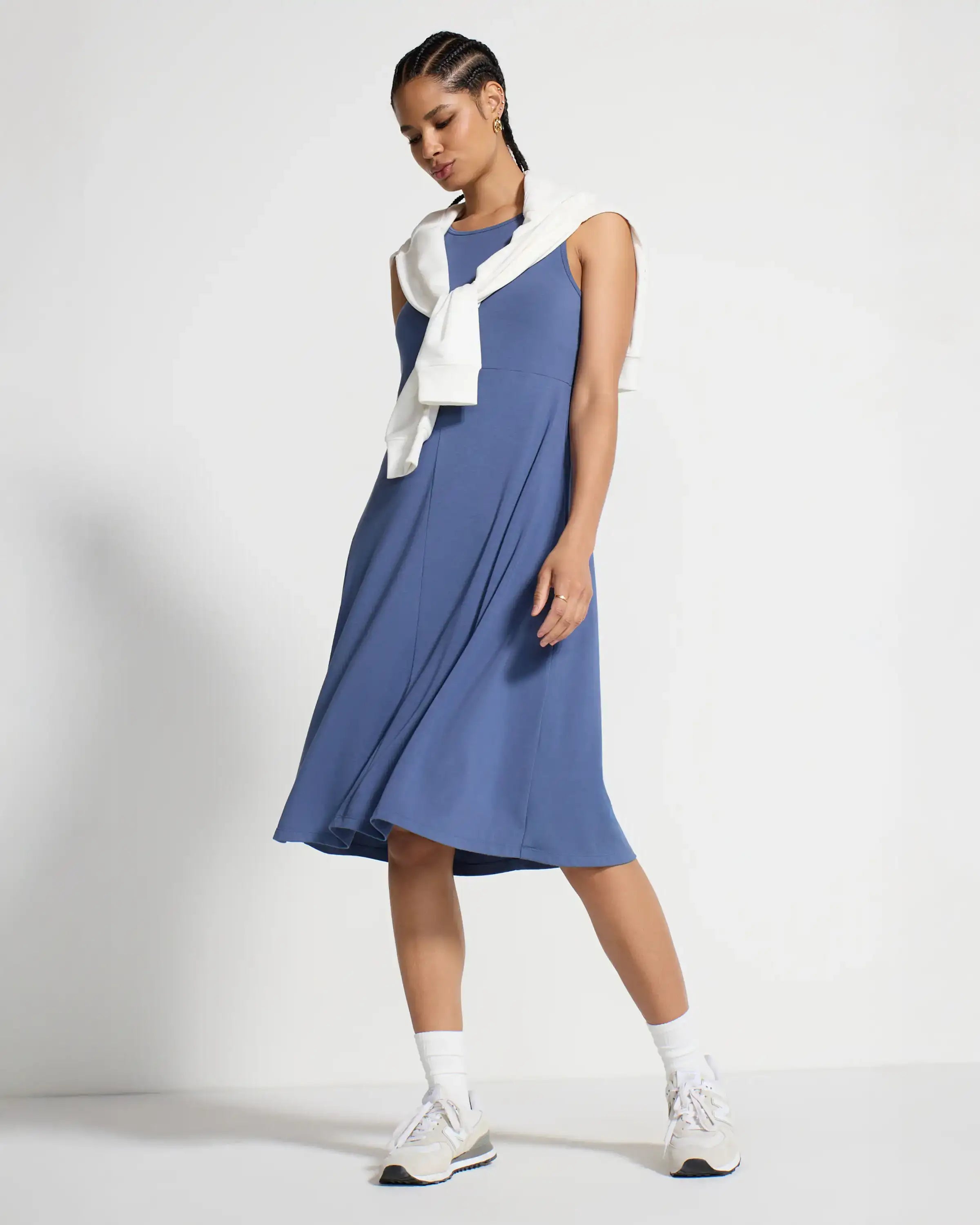 The TENCEL™ Modal + GRS Certified Recycled Poly Midi Dress - Vintage Indigo