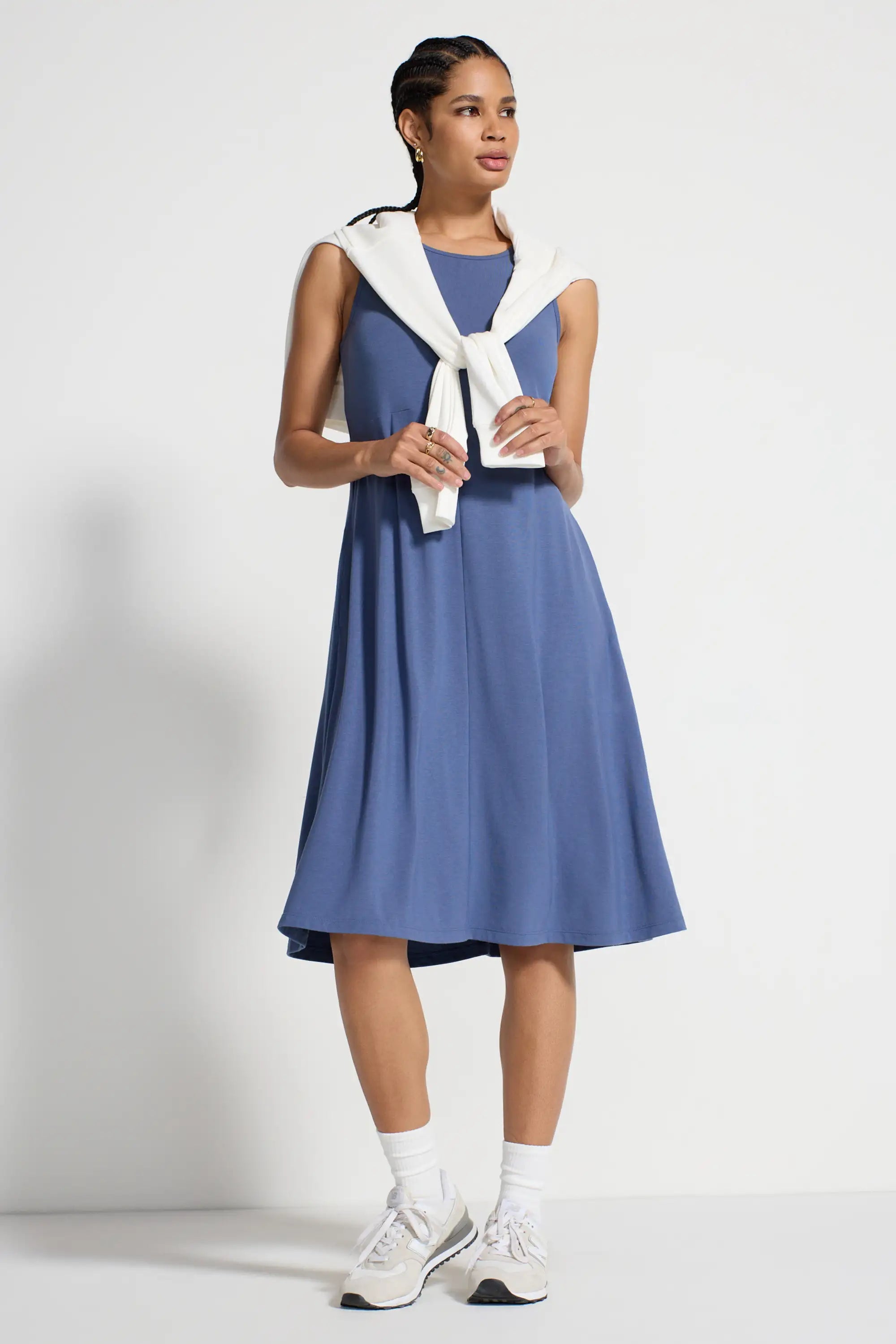 The Modal + GRS Certified Recycled Poly Midi Dress - Vintage Indigo