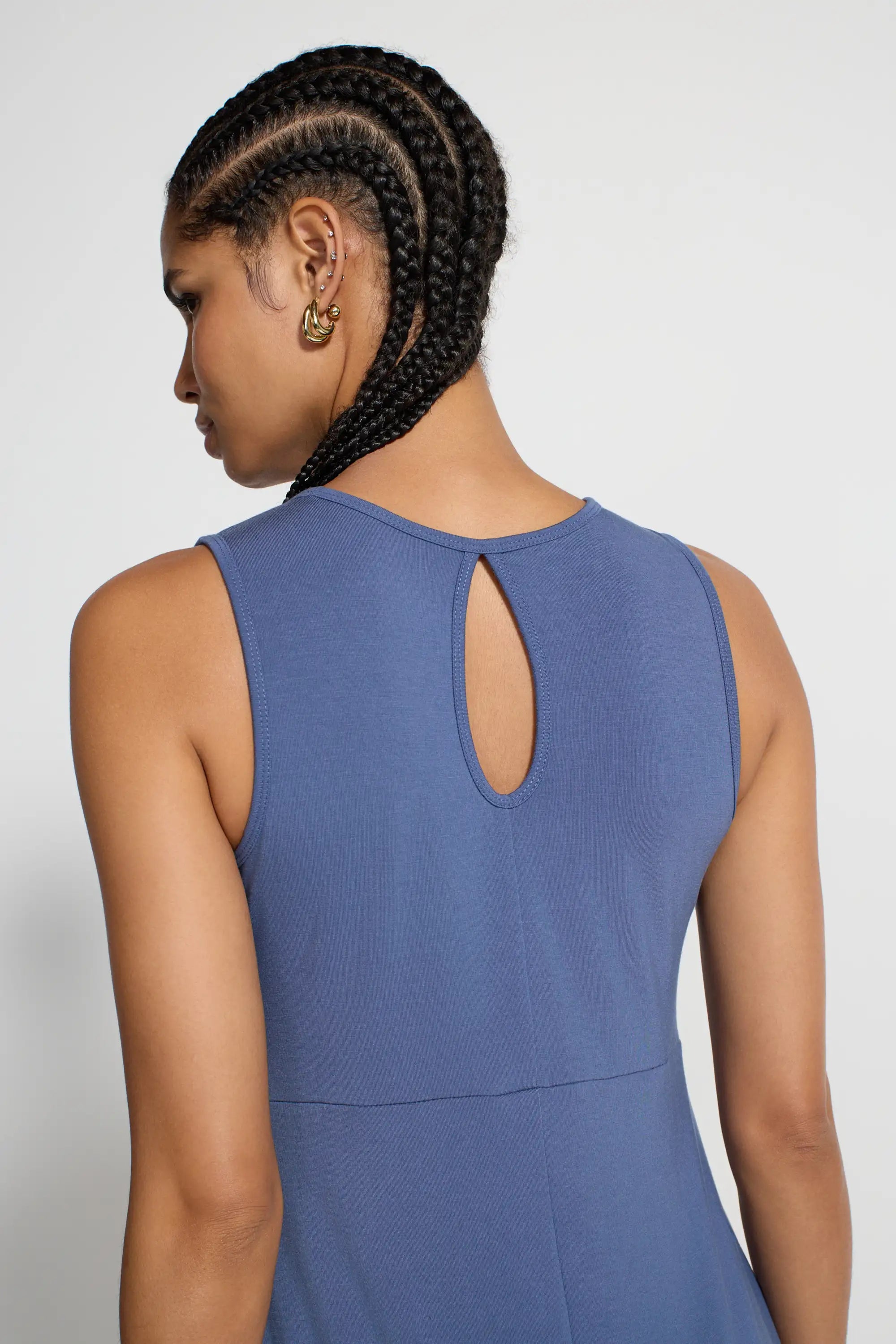 The Modal + GRS Certified Recycled Poly Midi Dress - Vintage Indigo