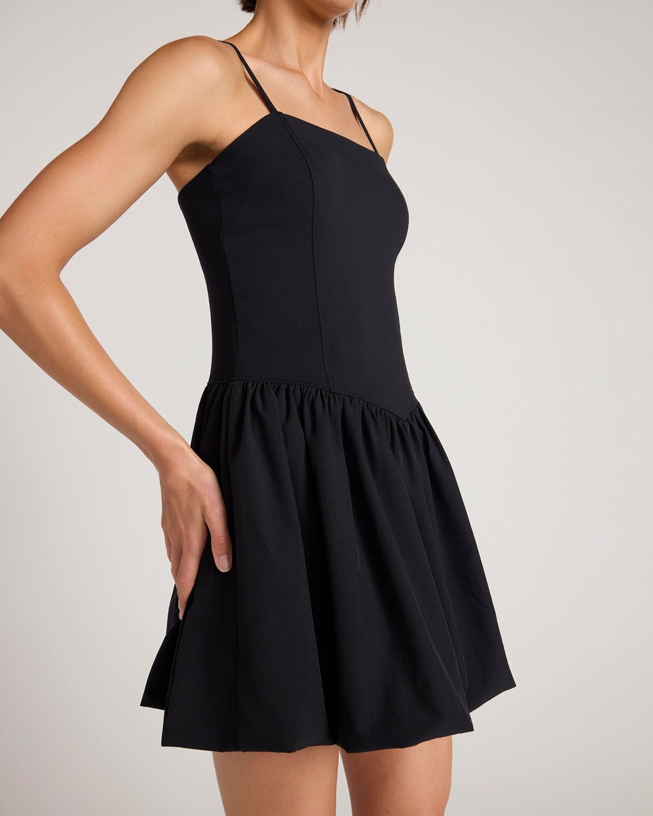 The Active Mixed Media Tennis Dress - Black