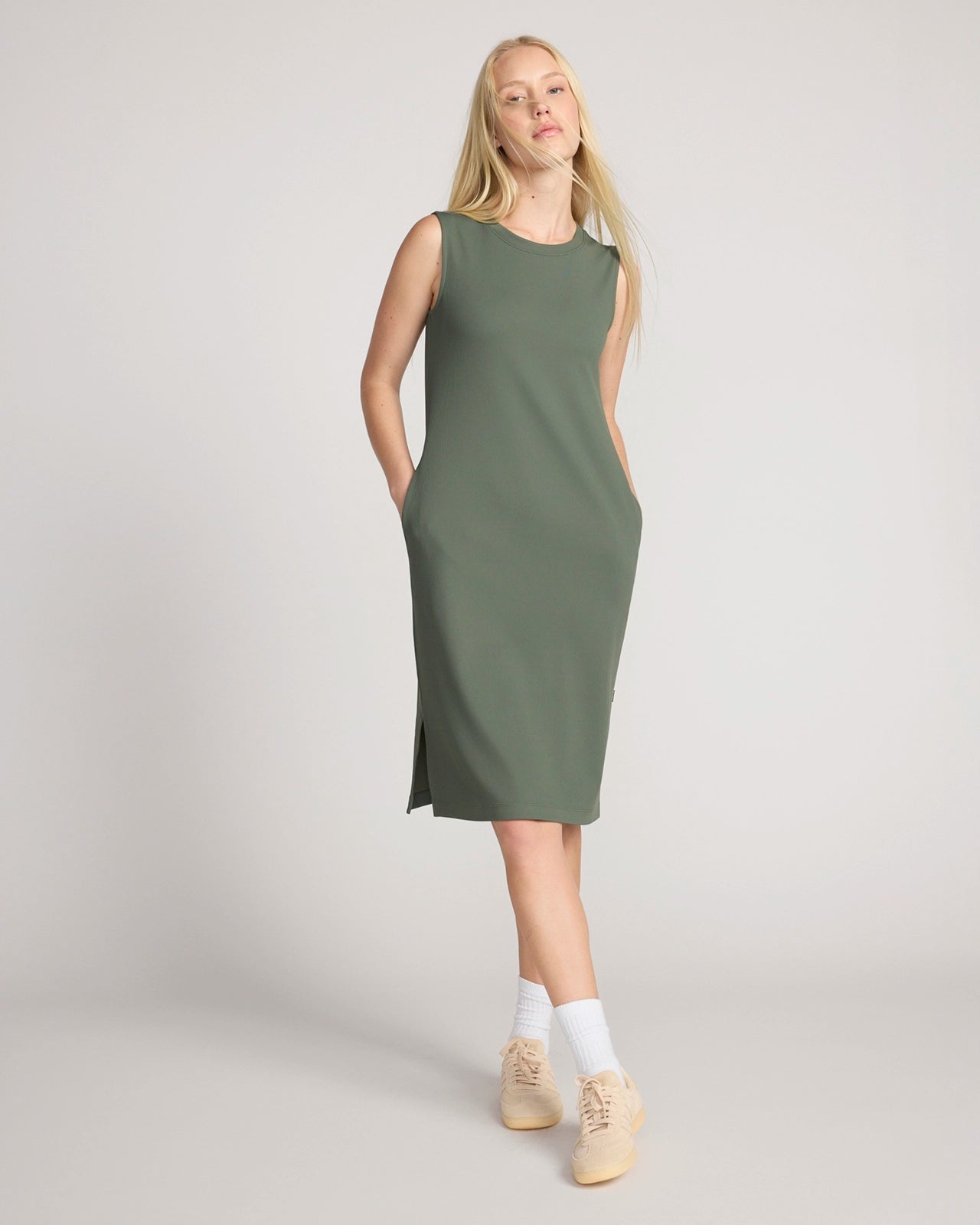The Soft Luxe Rib Everyday Dress - Thyme Green