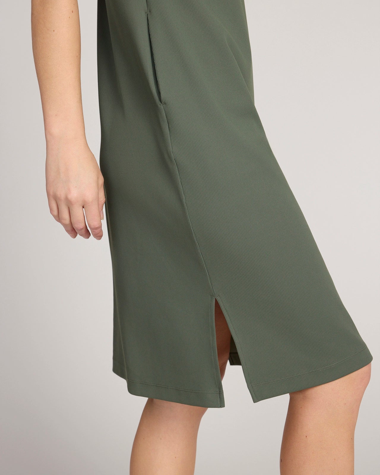 The Soft Luxe Rib Everyday Dress - Thyme Green