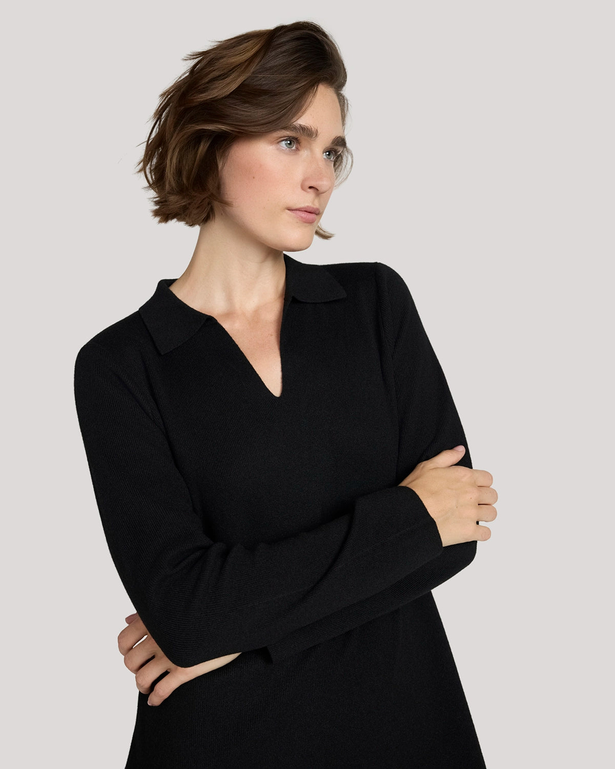 The Soft Luxe Johnny Collar Dress - Black