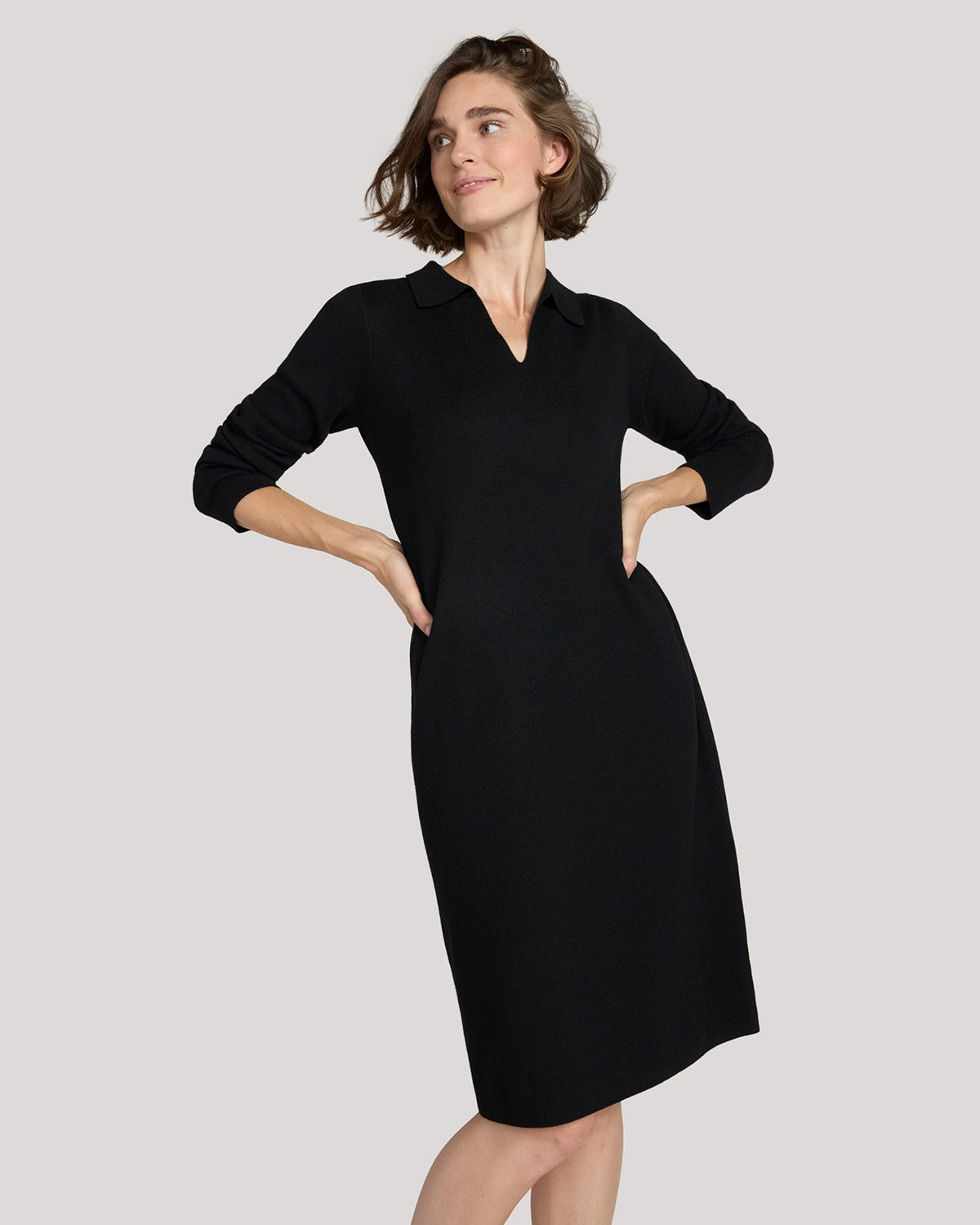 The Soft Luxe Johnny Collar Dress - Black