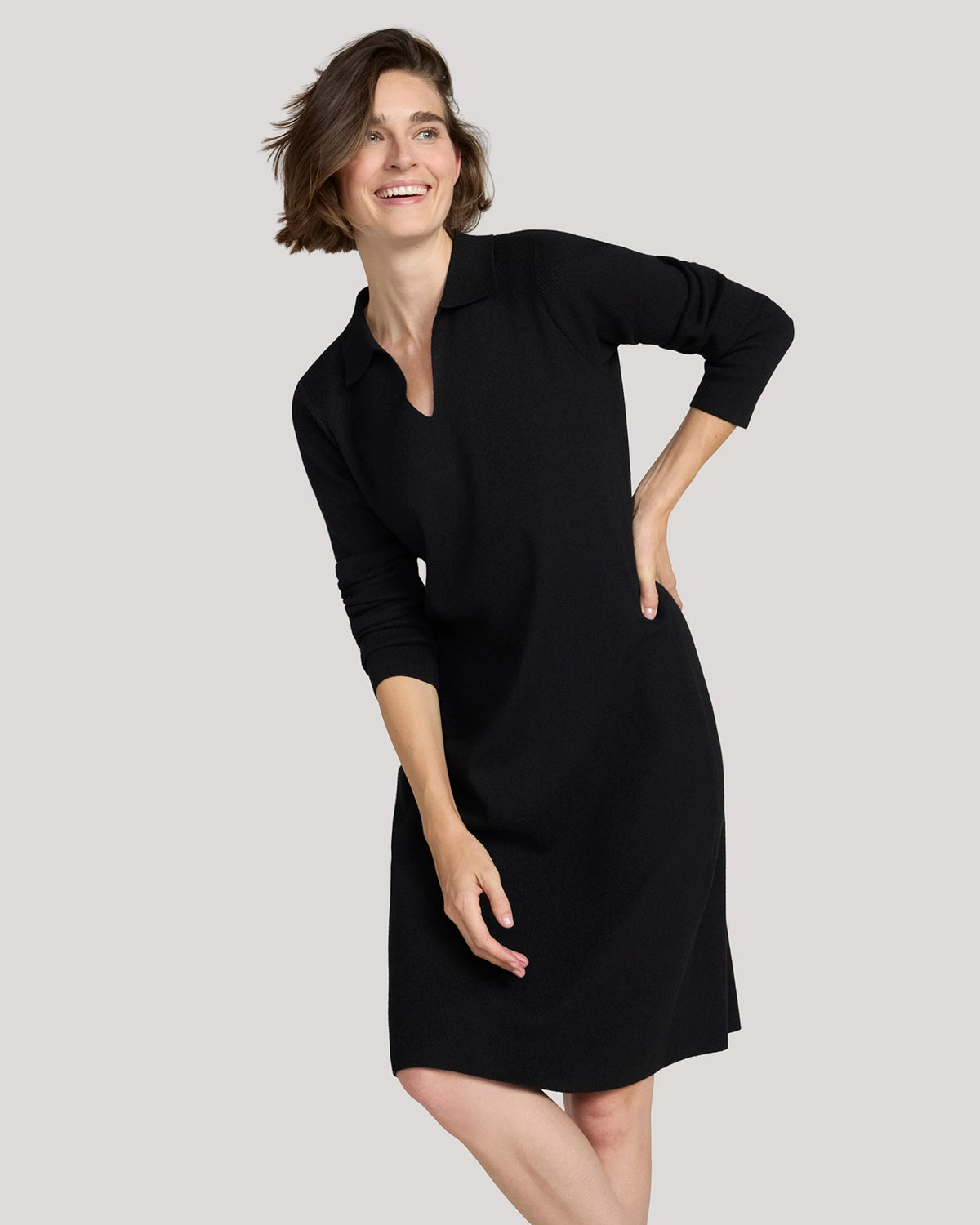 The Soft Luxe Johnny Collar Dress - Black