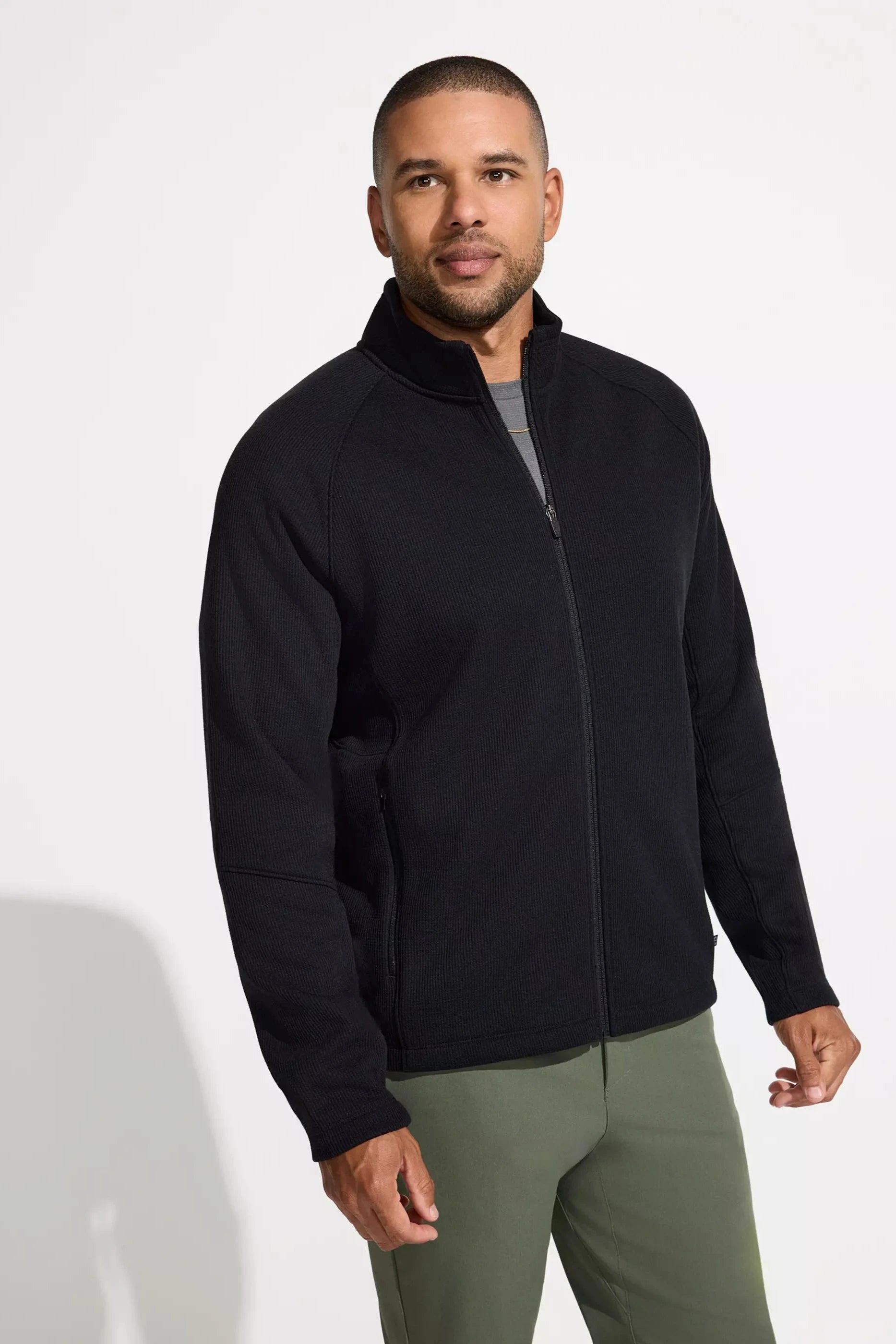 The Warm + Soft GRS Certified Recycled Poly Waffle Jacket - Black