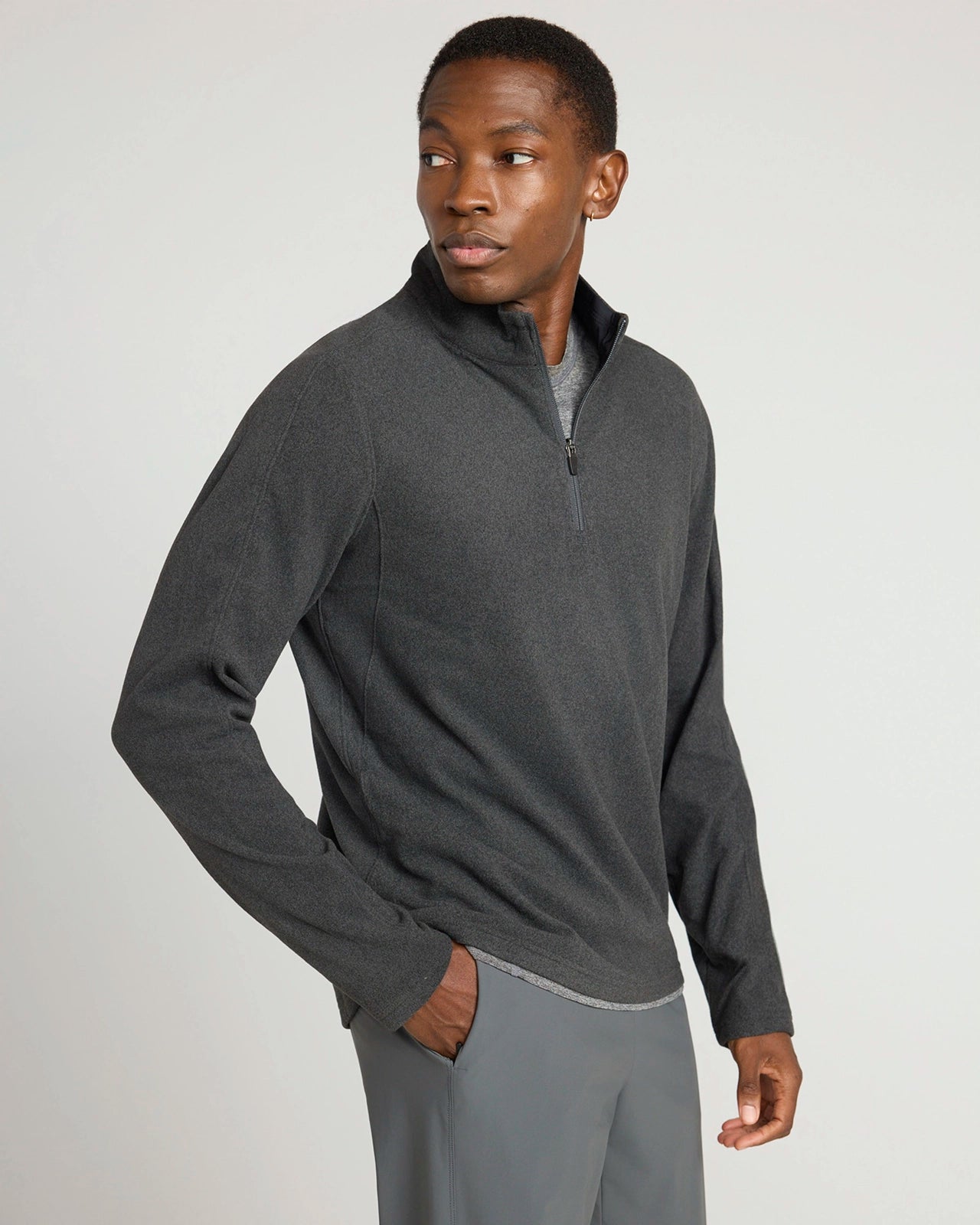 The Soft Stretch GRS Certified Recycled Poly 1/4 Zip - Black