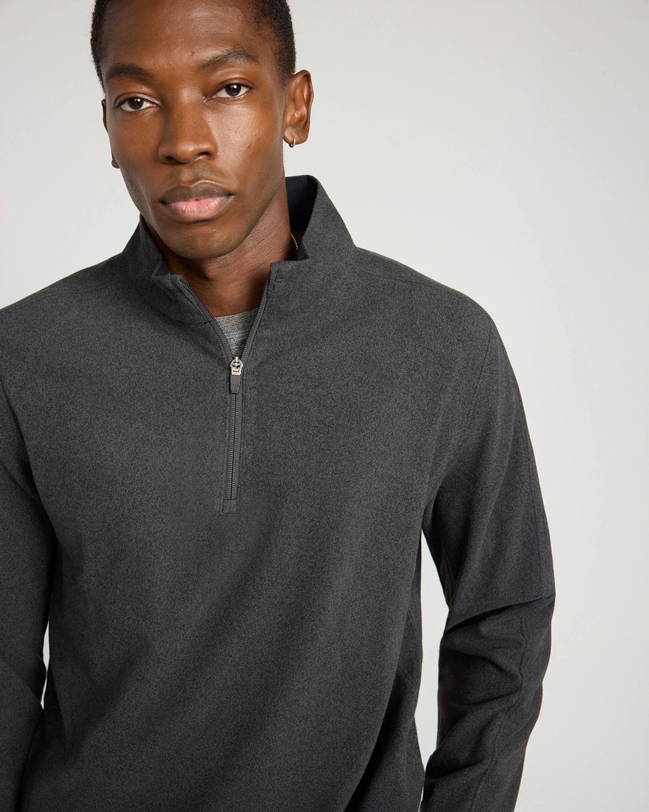 The Soft Stretch GRS Certified Recycled Poly 1/4 Zip - Black