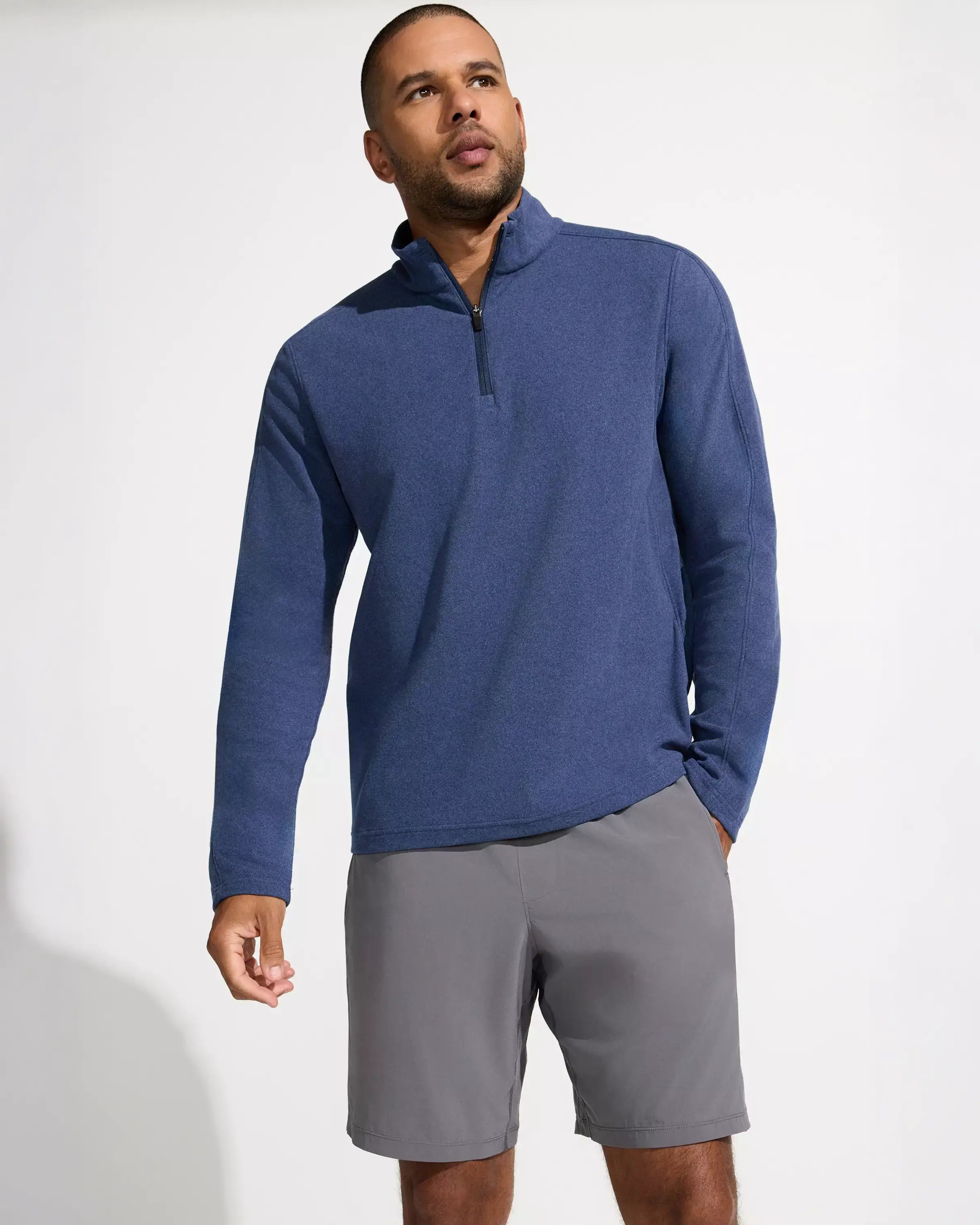 The Soft Stretch GRS Certified Recycled Poly 1/4 Zip - Dark Blue