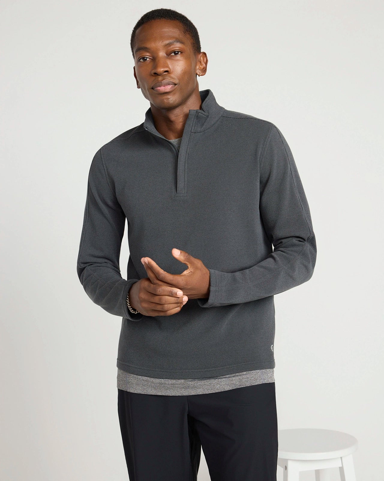 The Soft Luxe GRS Certified Recycled Poly Velour 1/4 Zip - Black Beauty