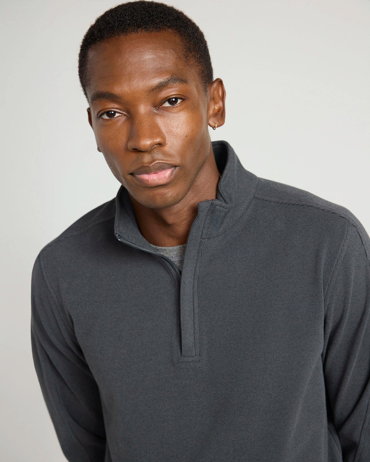 The Soft Luxe GRS Certified Recycled Poly Velour 1/4 Zip - Black Beauty