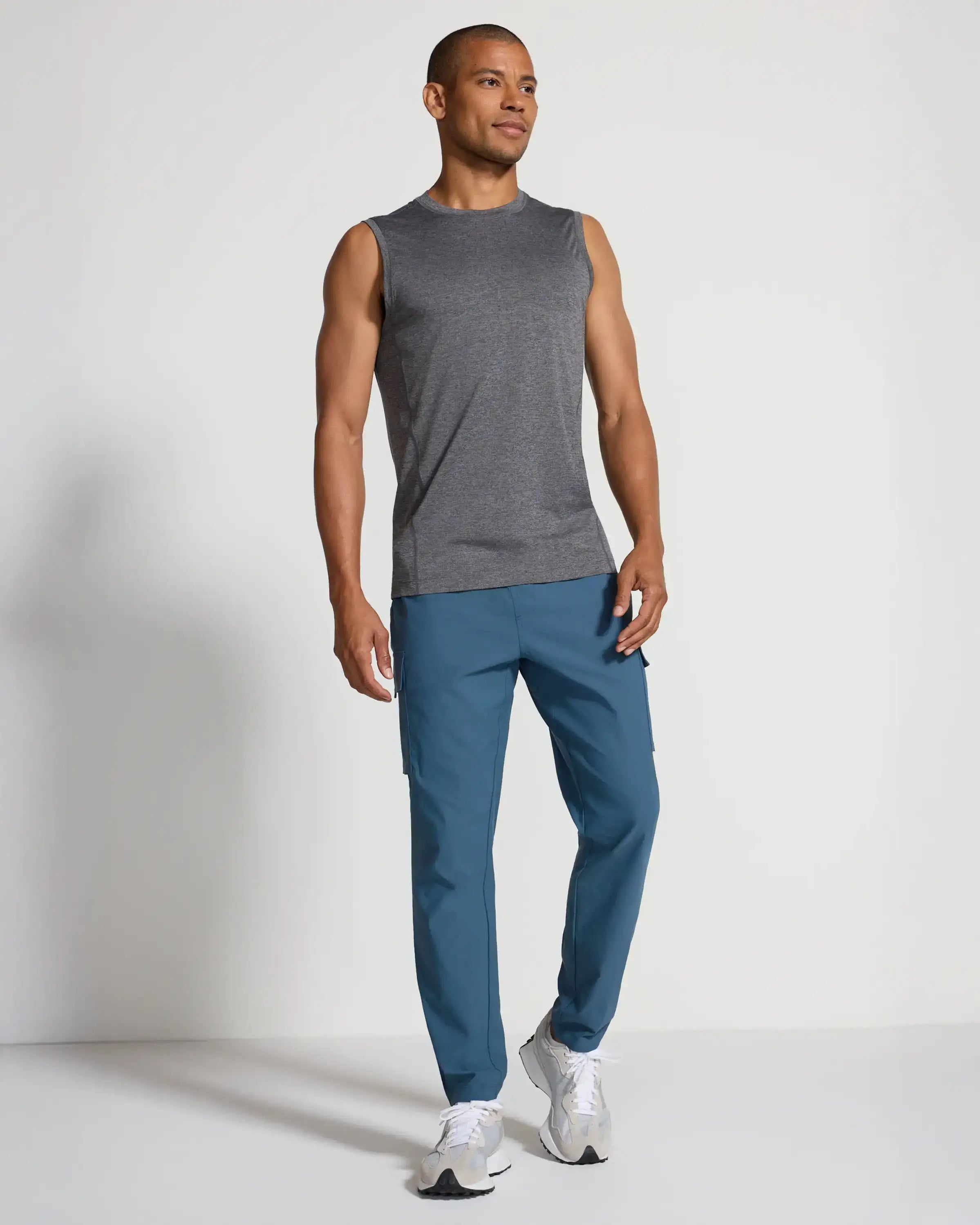 The Active Stretch GRS Certified Recycled Poly Tank - Heather Light Black