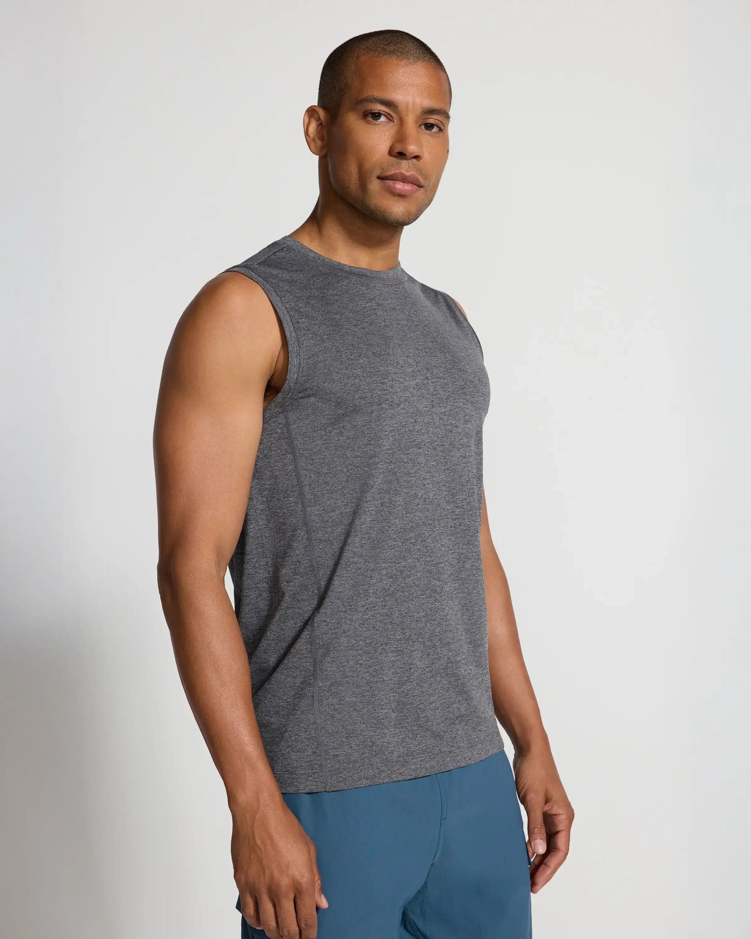The Active Stretch GRS Certified Recycled Poly Tank - Heather Light Black