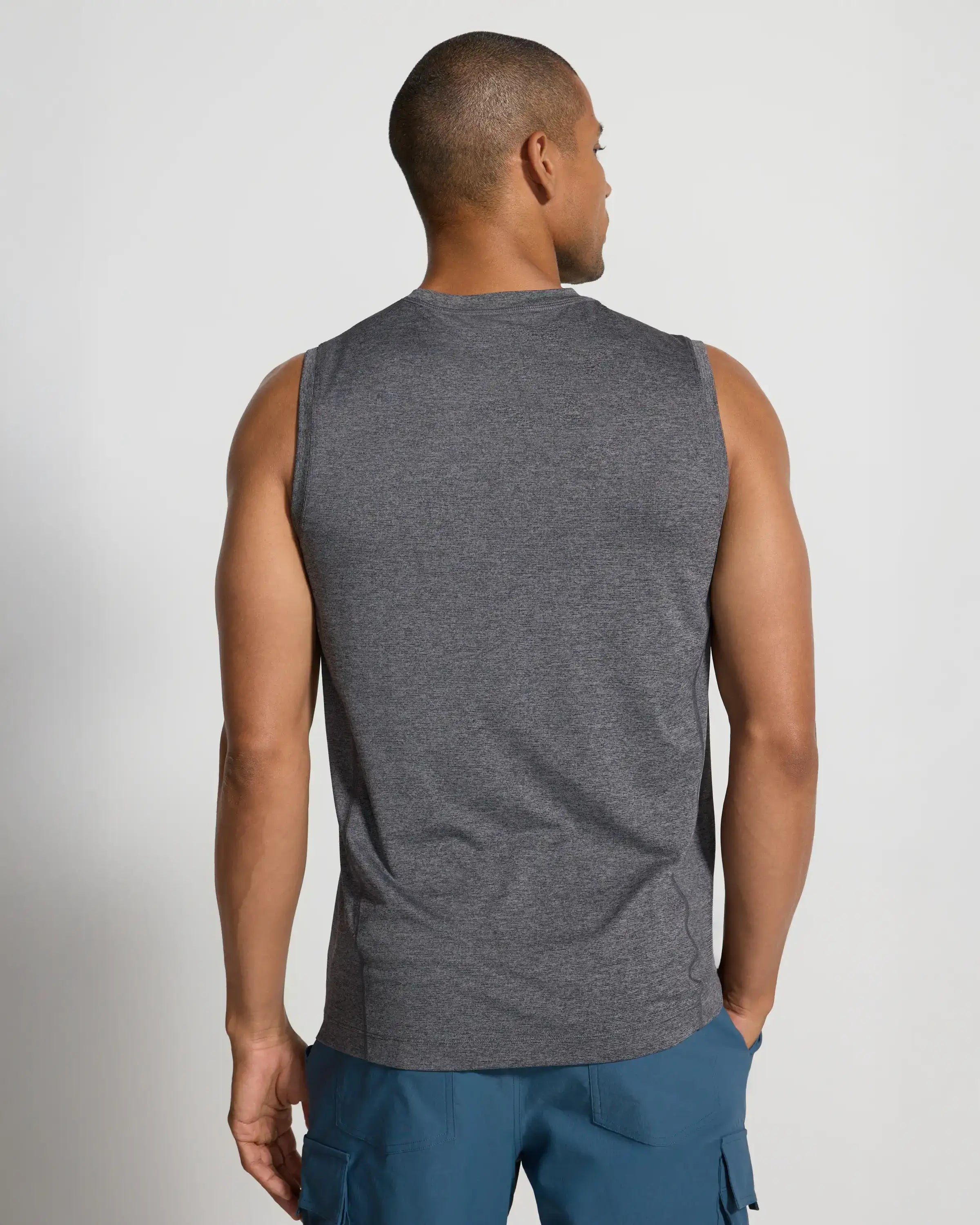 The Active Stretch GRS Certified Recycled Poly Tank - Heather Light Black