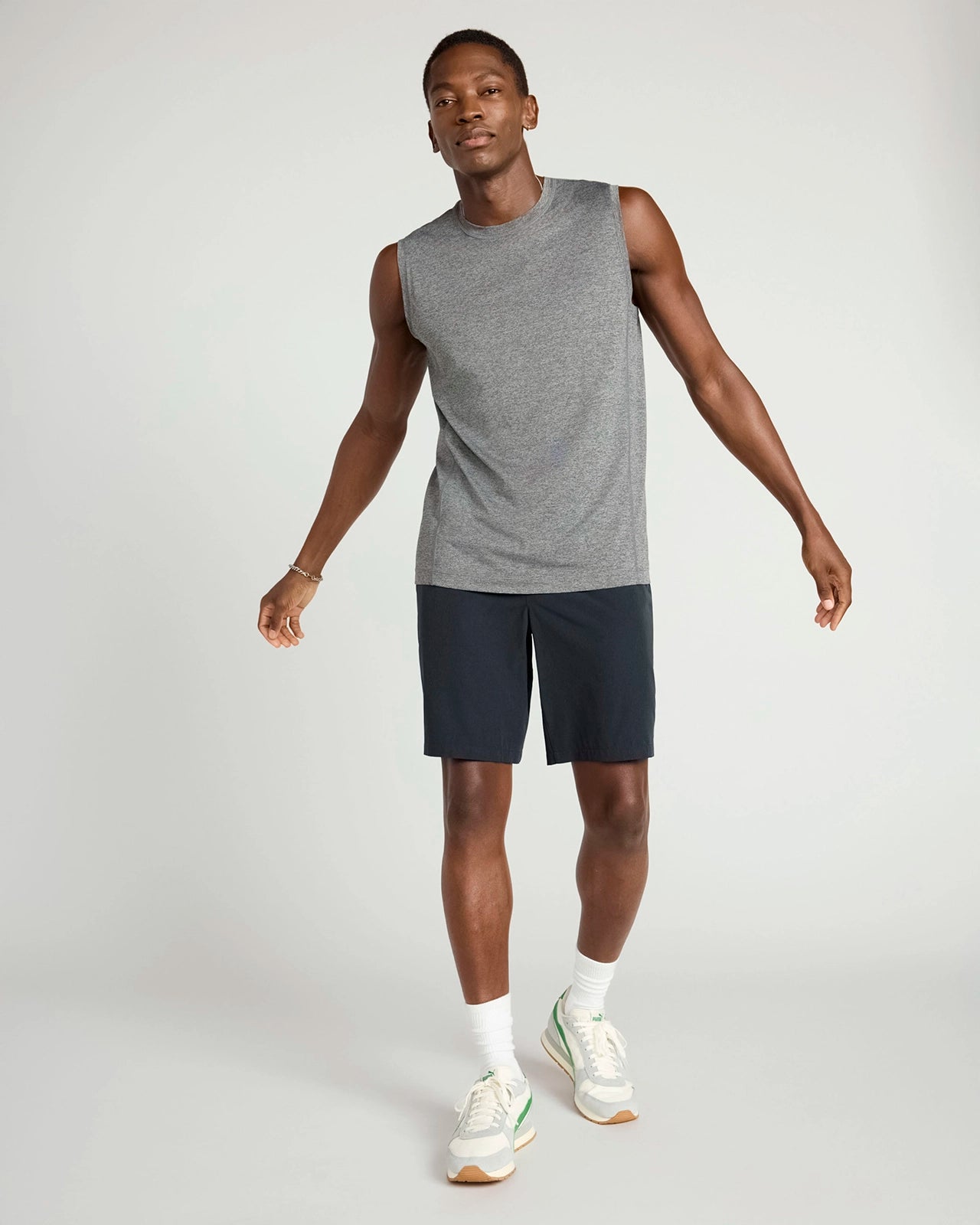 The Active Stretch GRS Certified Recycled Poly Tank - Heather Grey