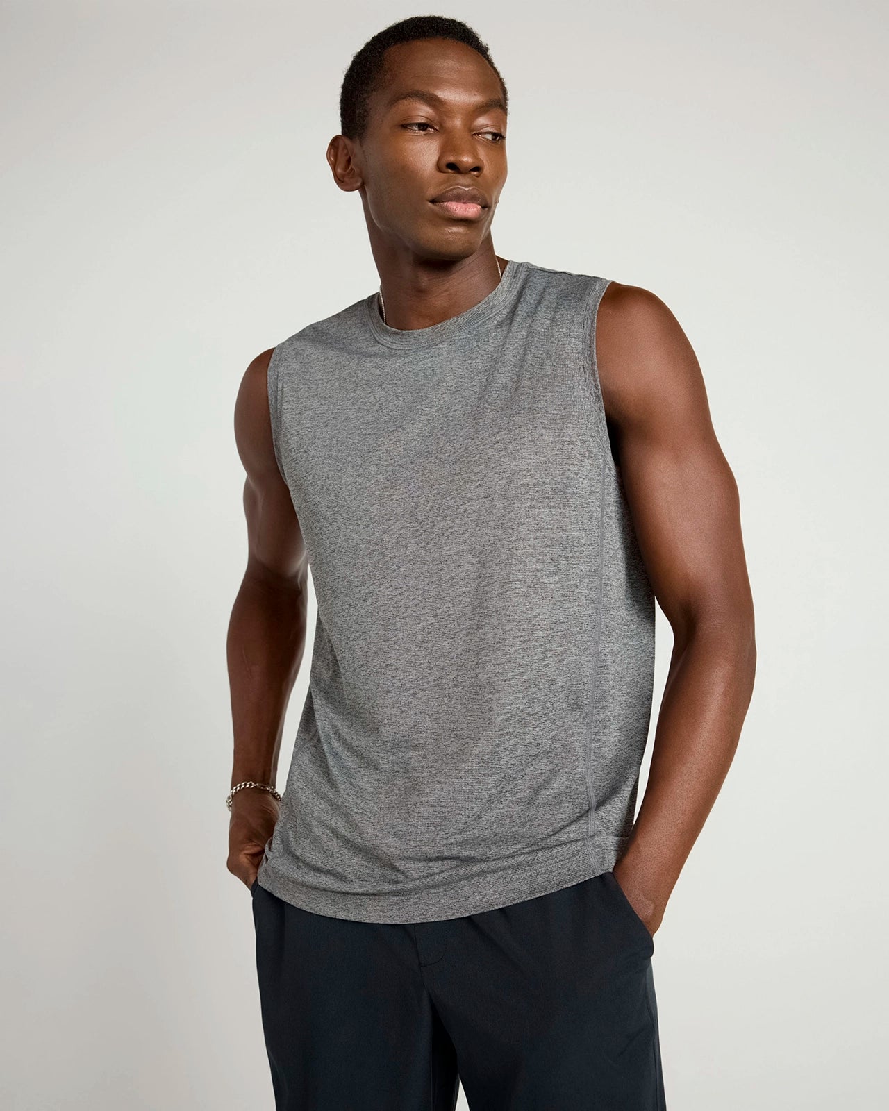 The Active Stretch GRS Certified Recycled Poly Tank - Heather Grey
