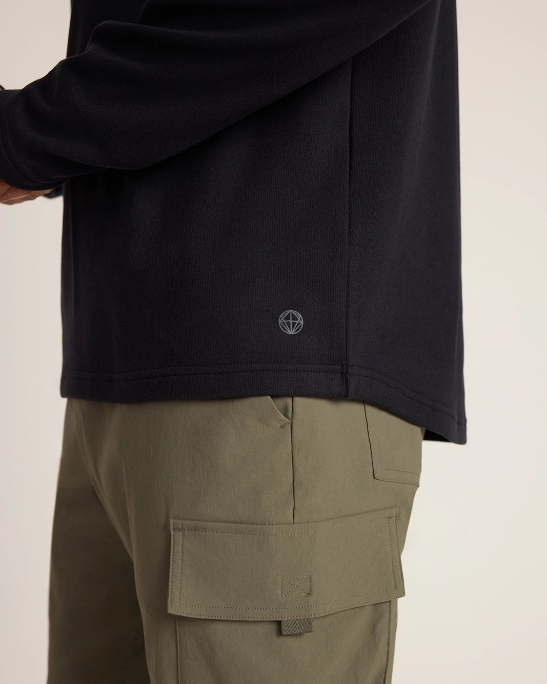 The Soft Luxe GRS Certified Recycled Polyester Velour Rib 1/4 Zip - Black