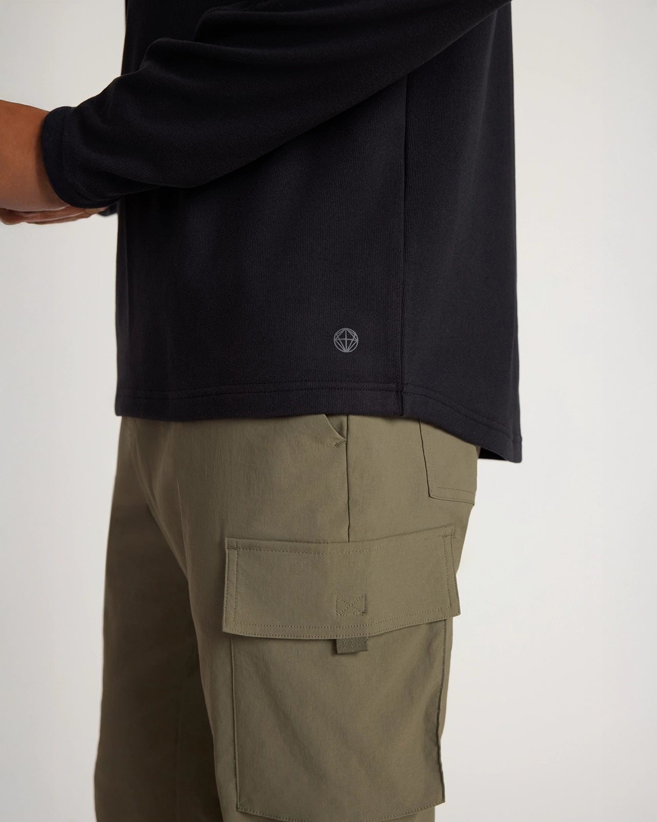 The Soft Luxe GRS Certified Recycled Polyester Velour Rib 1/4 Zip - Black
