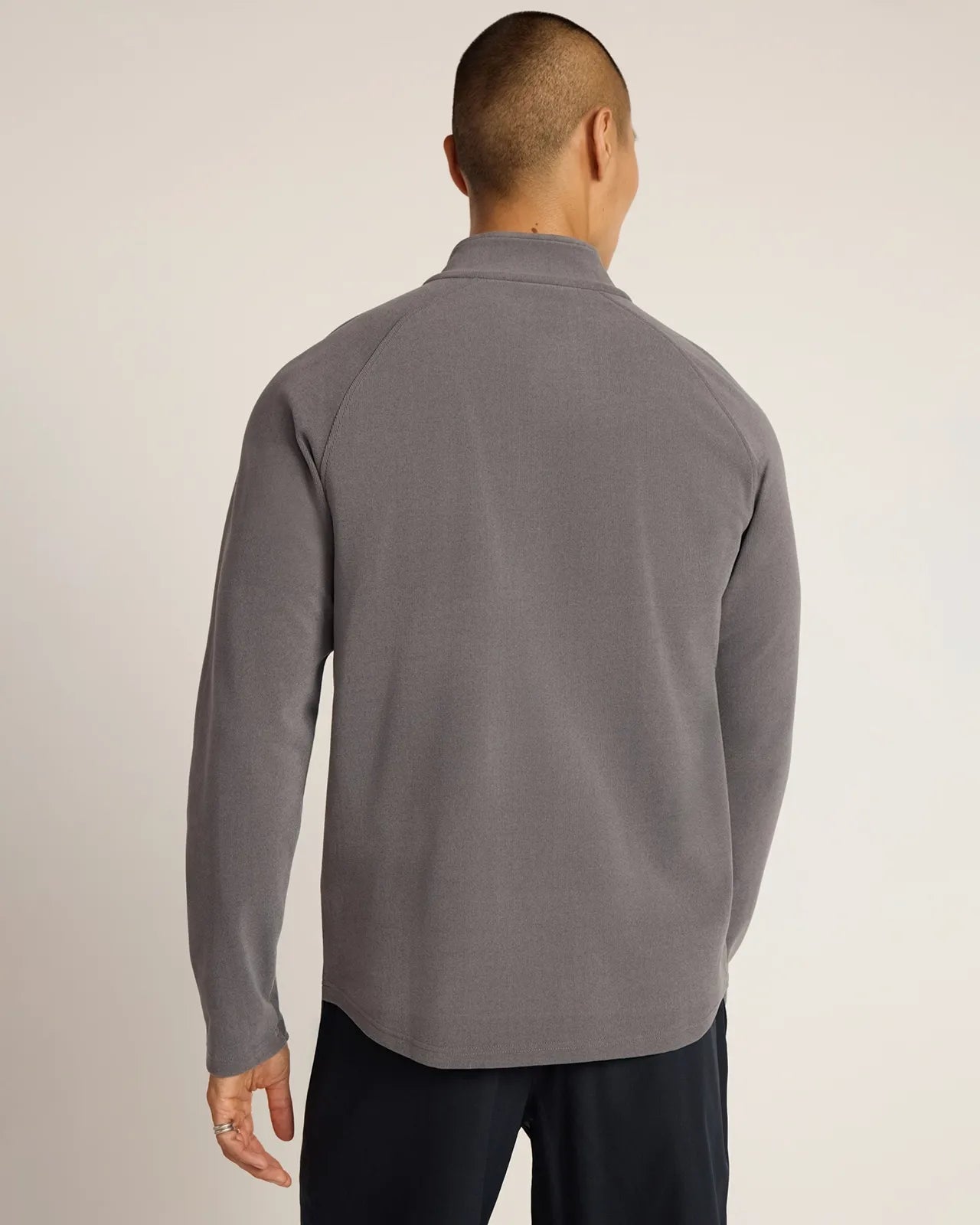 The Soft Luxe GRS Certified Recycled Polyester Velour Rib 1/4 Zip - Grey