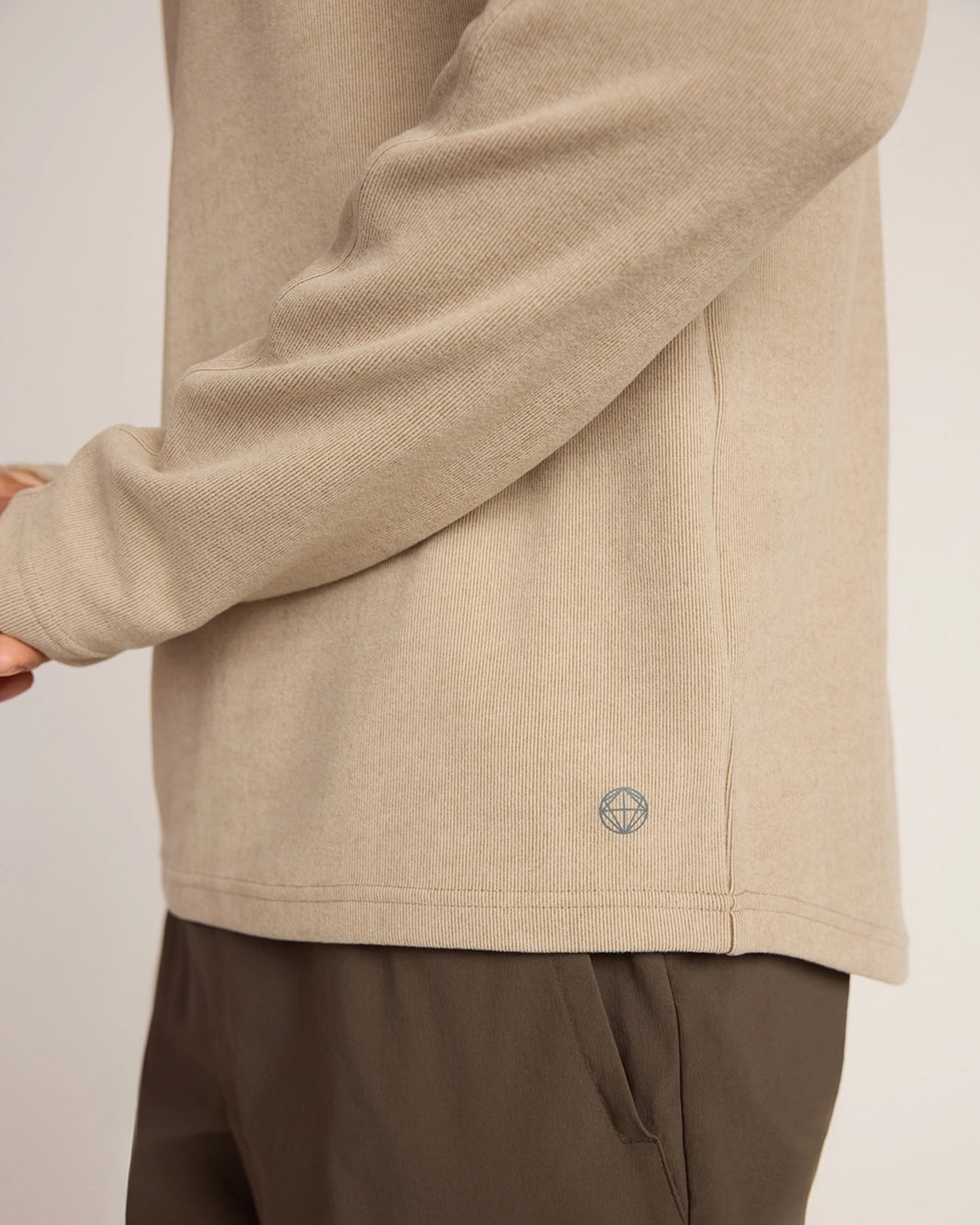 The Soft Luxe GRS Certified Recycled Polyester Velour Rib 1/4 Zip - Cream