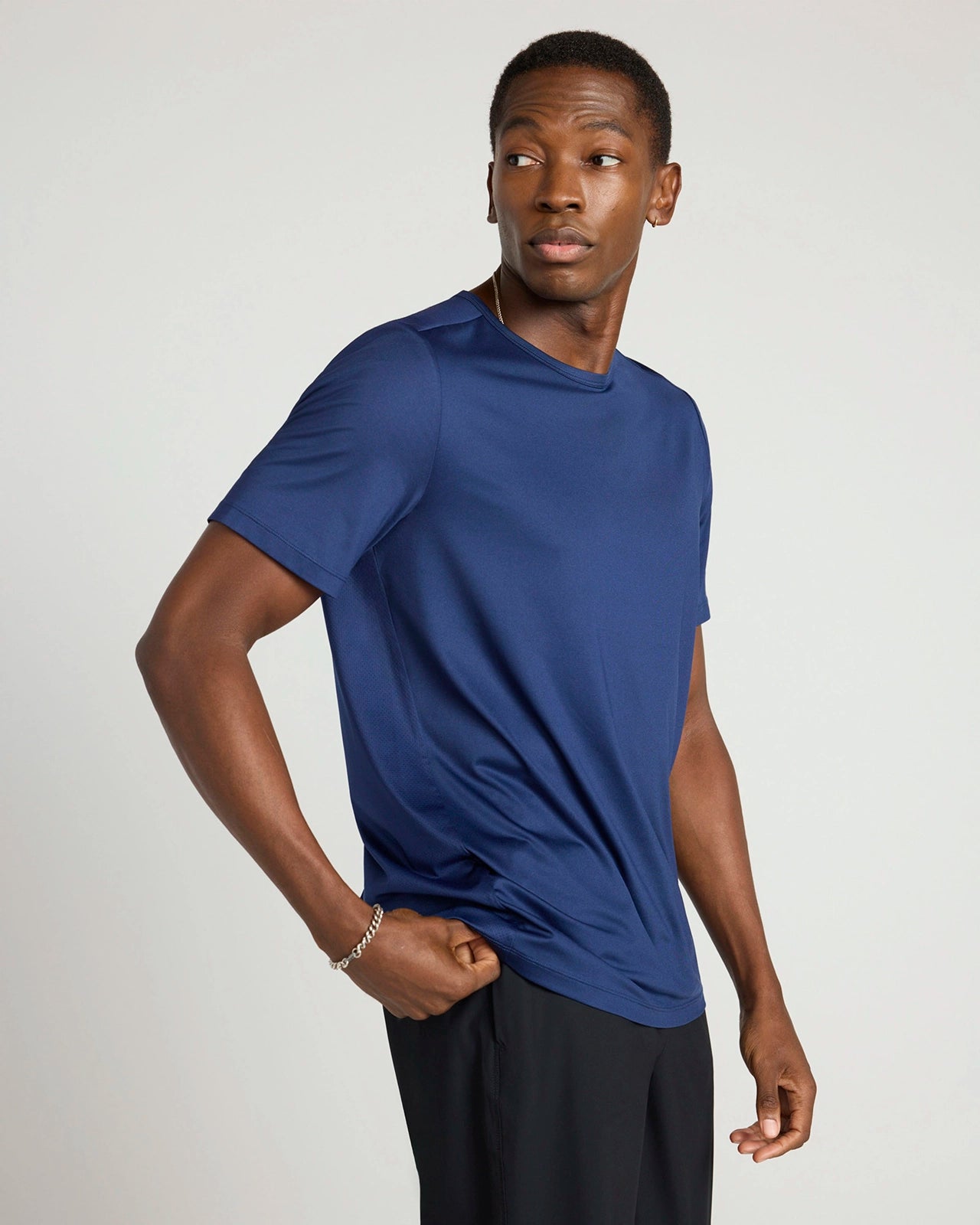 The Active Stretch GRS Certified Recycled Poly Mesh-Back Tee - Navy