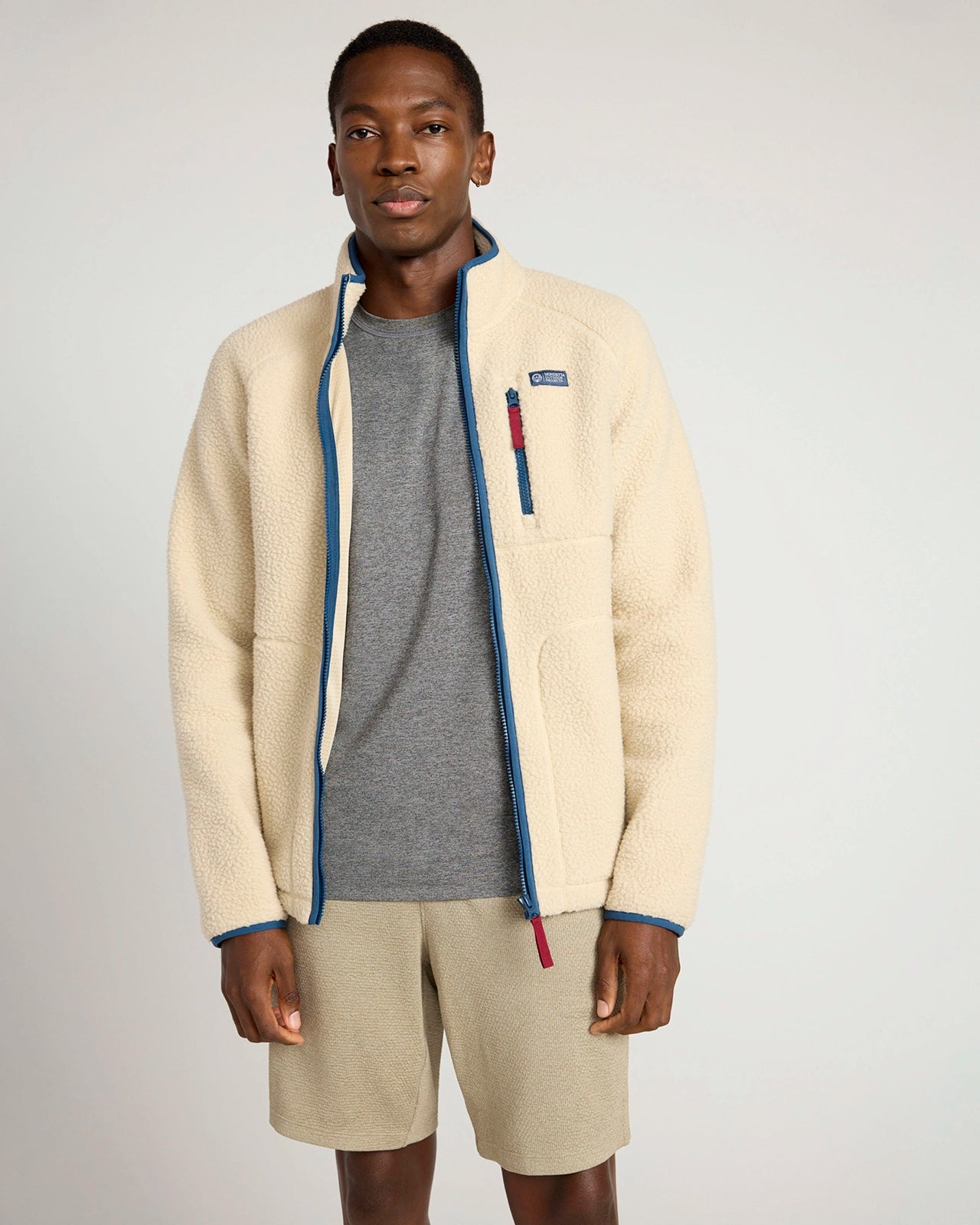 The Berber Soft Luxe GRS Certified Recycled Poly Zip Jacket - Abbey Stone