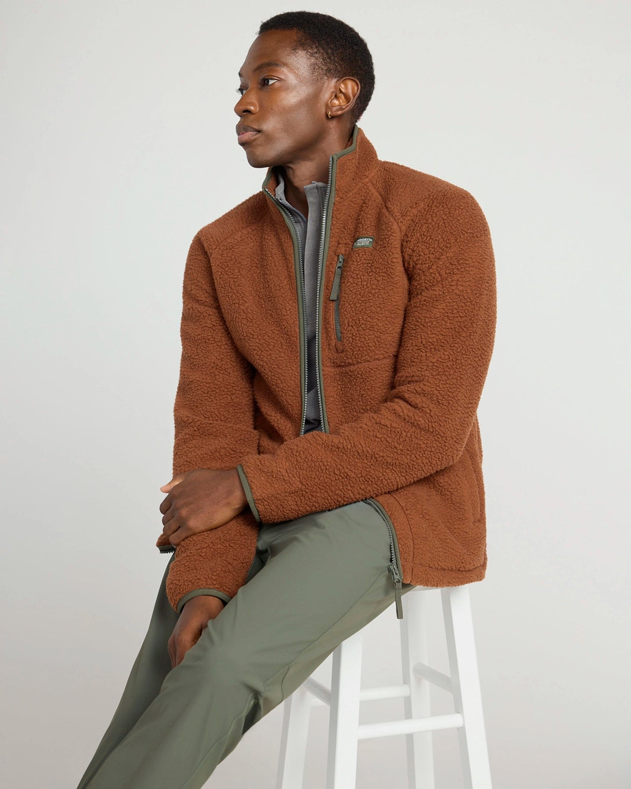 The Berber Soft Luxe GRS Certified Recycled Poly Zip Jacket - Rust Red