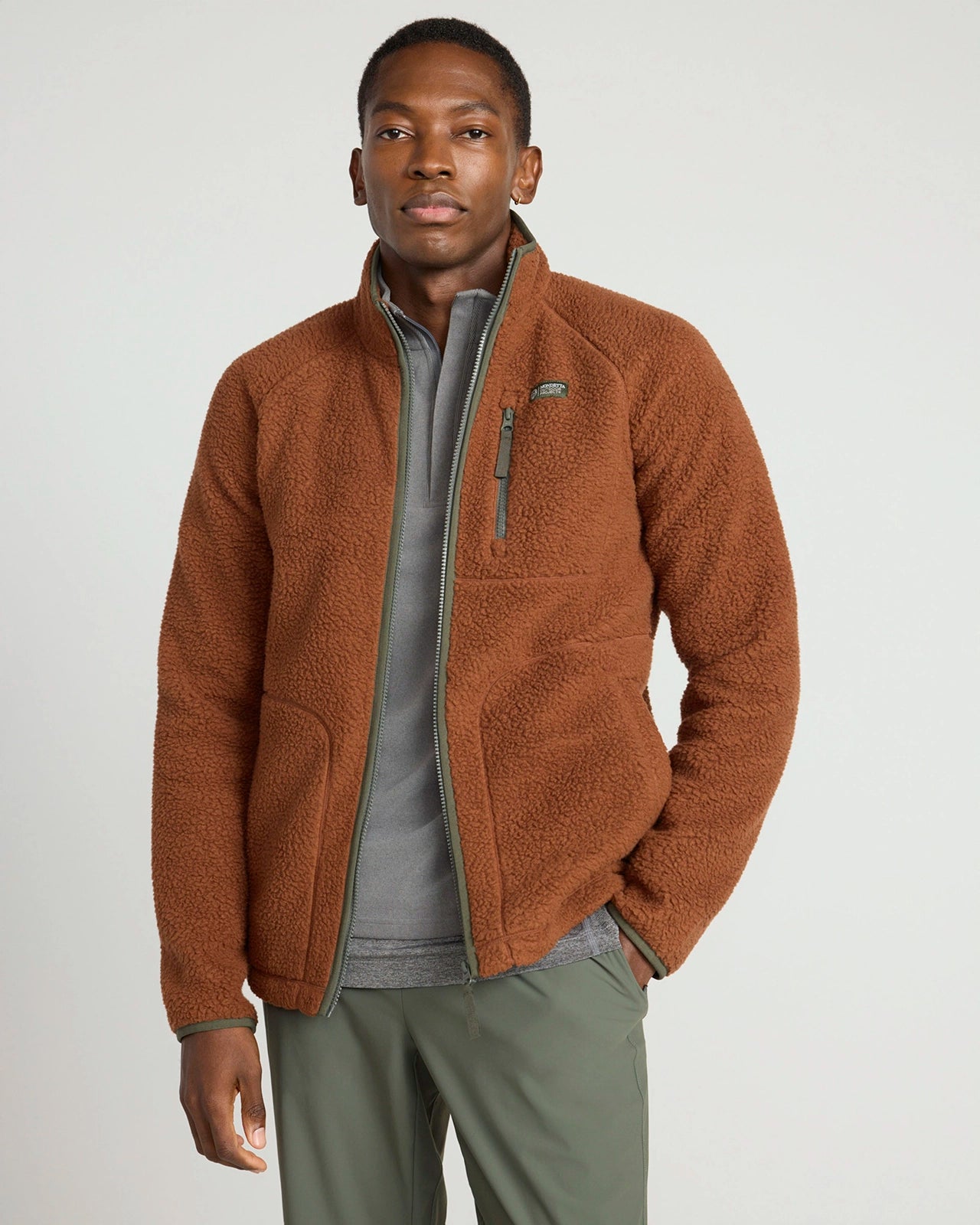 The Berber Soft Luxe GRS Certified Recycled Poly Zip Jacket - Rust Red