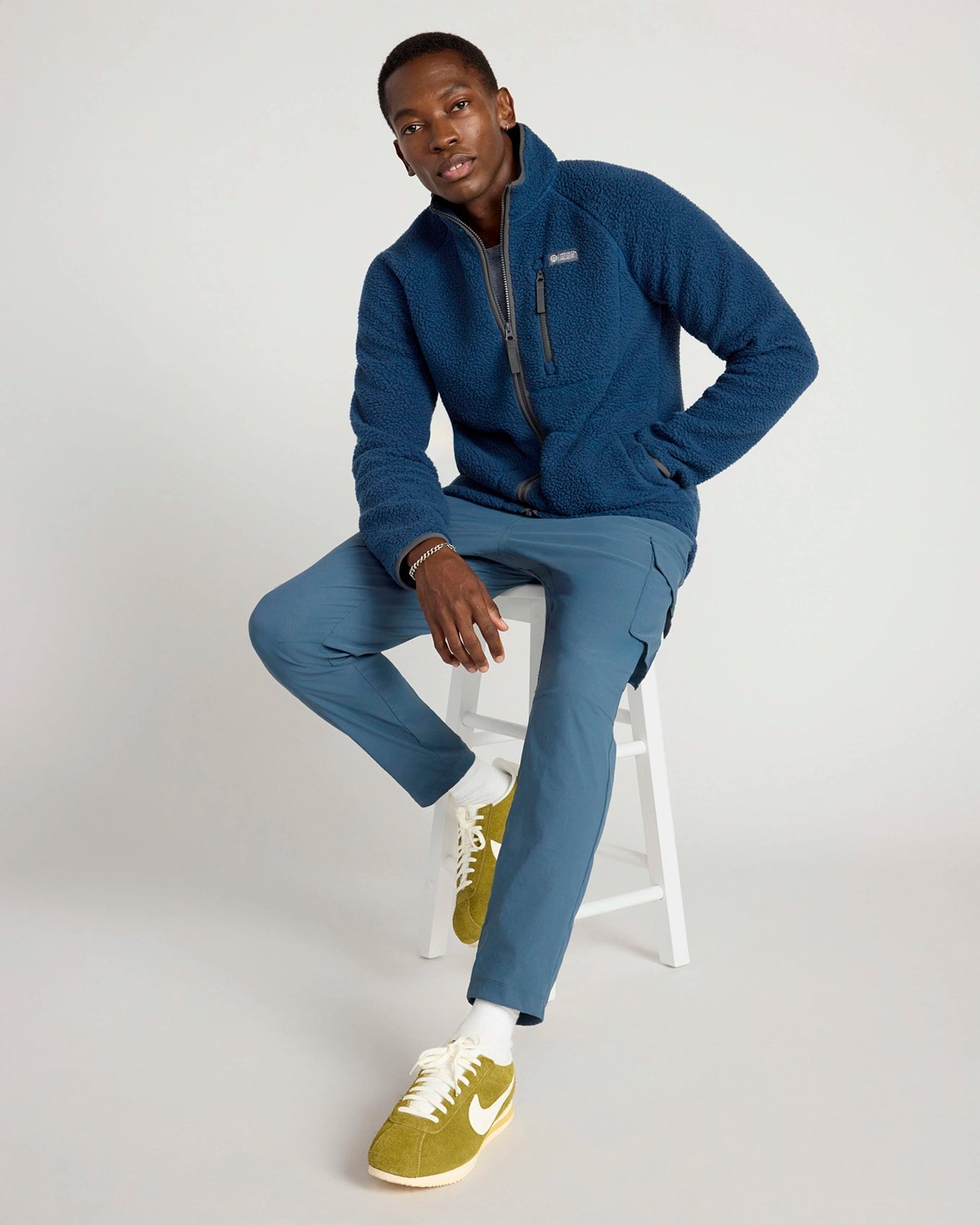 The Berber Soft Luxe GRS Certified Recycled Poly Zip Jacket - Moonlit Ocean Navy