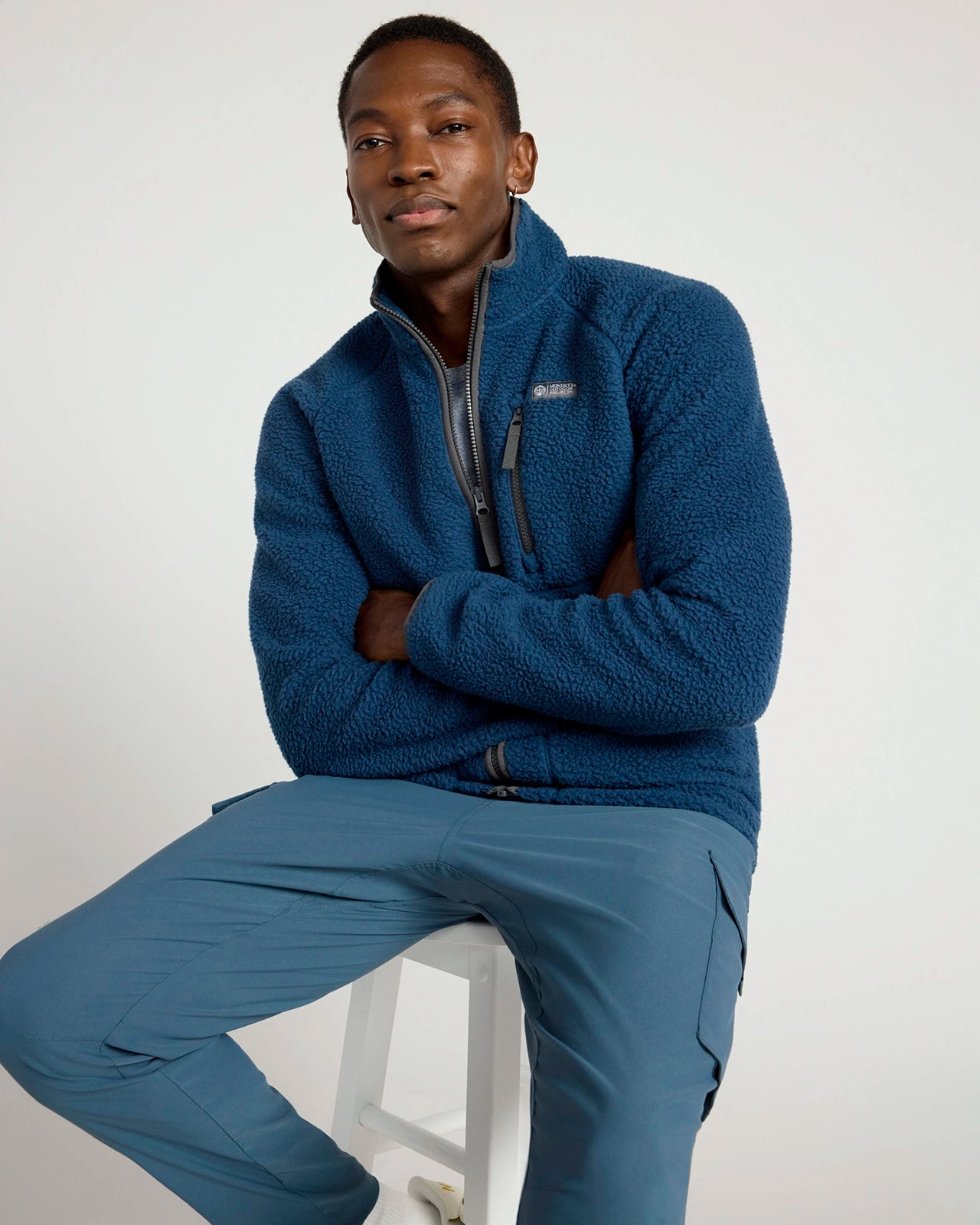 The Berber Soft Luxe GRS Certified Recycled Poly Zip Jacket - Moonlit Ocean Navy