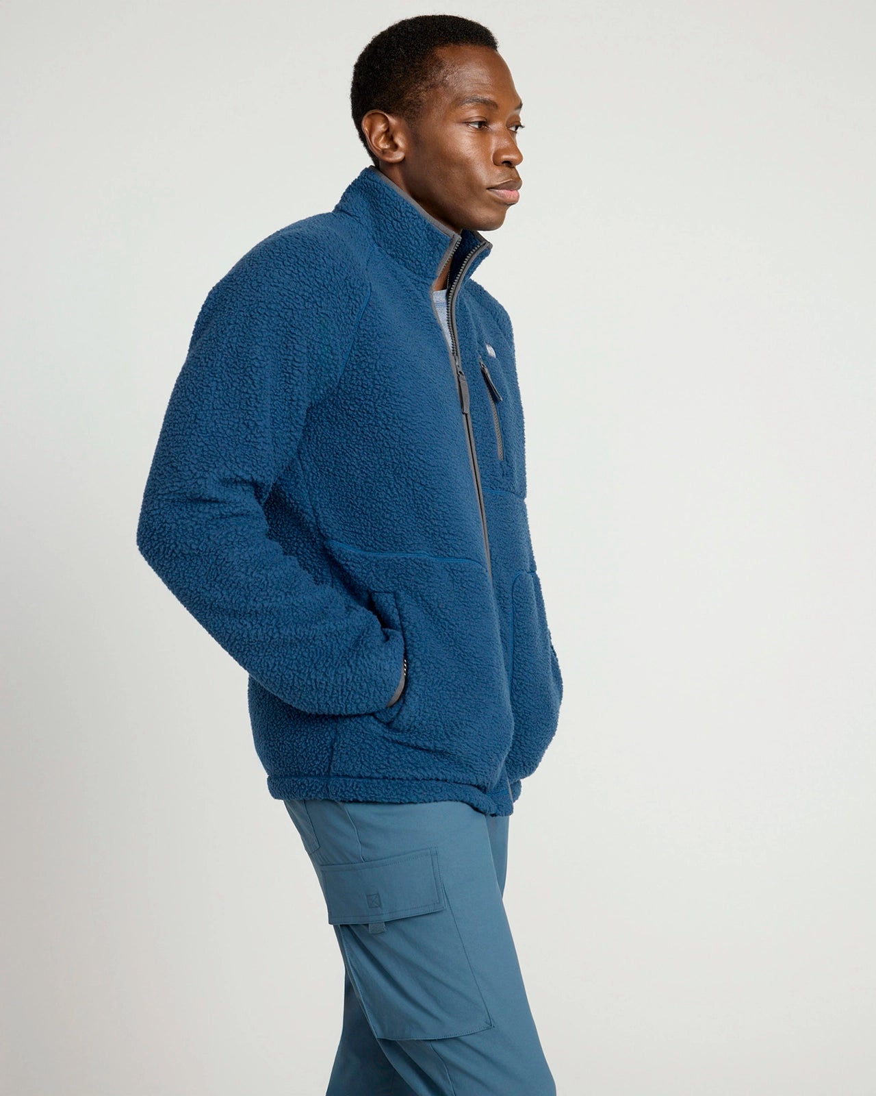 The Berber Soft Luxe GRS Certified Recycled Poly Zip Jacket - Moonlit Ocean Navy