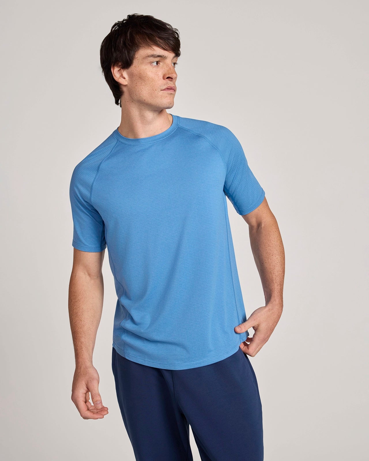 The Active Soft Stripe Sport Tee - Deep Sky Blue